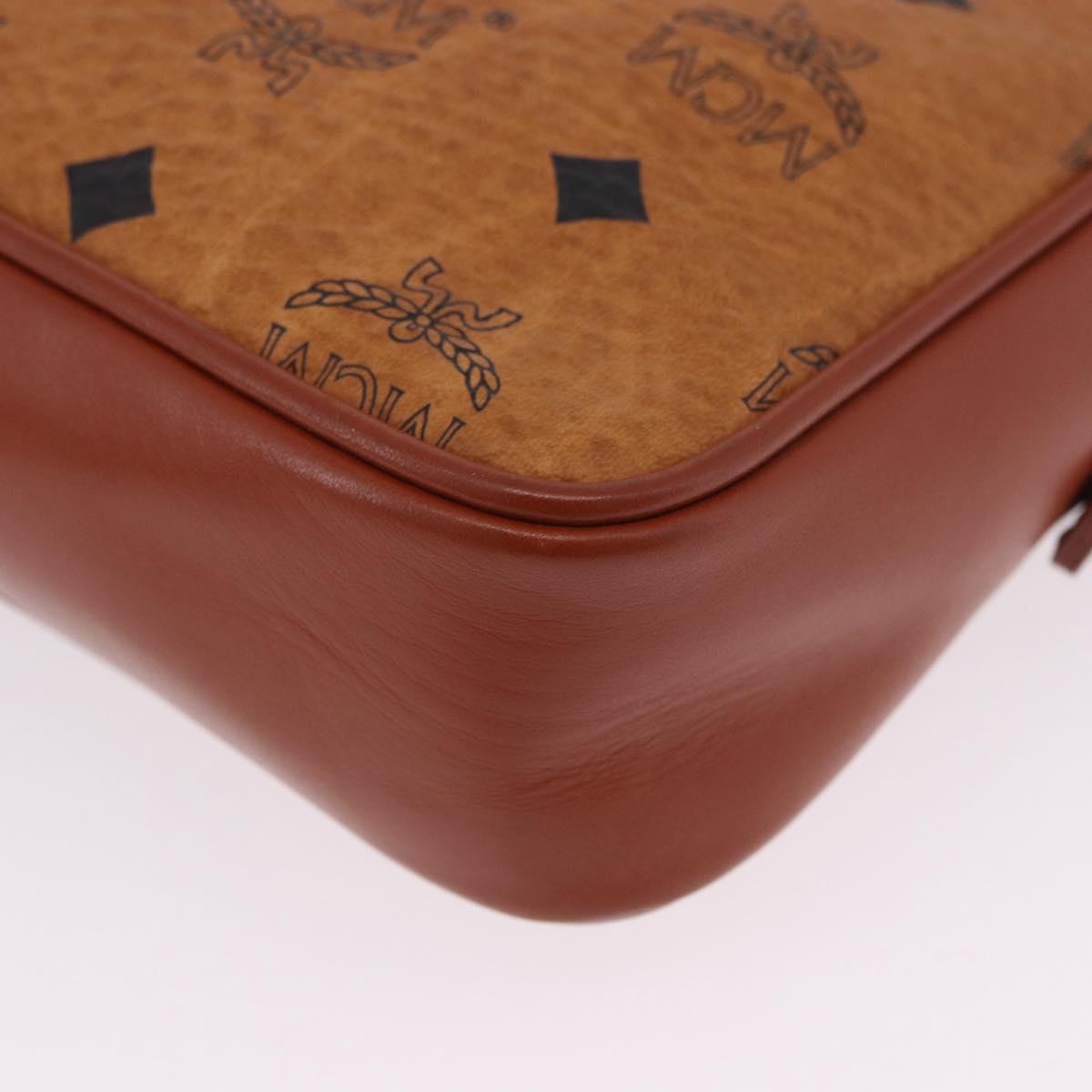 MCM Vicetos Shoulder Bag PVC Leather Brown Gold Tone Auth 203589