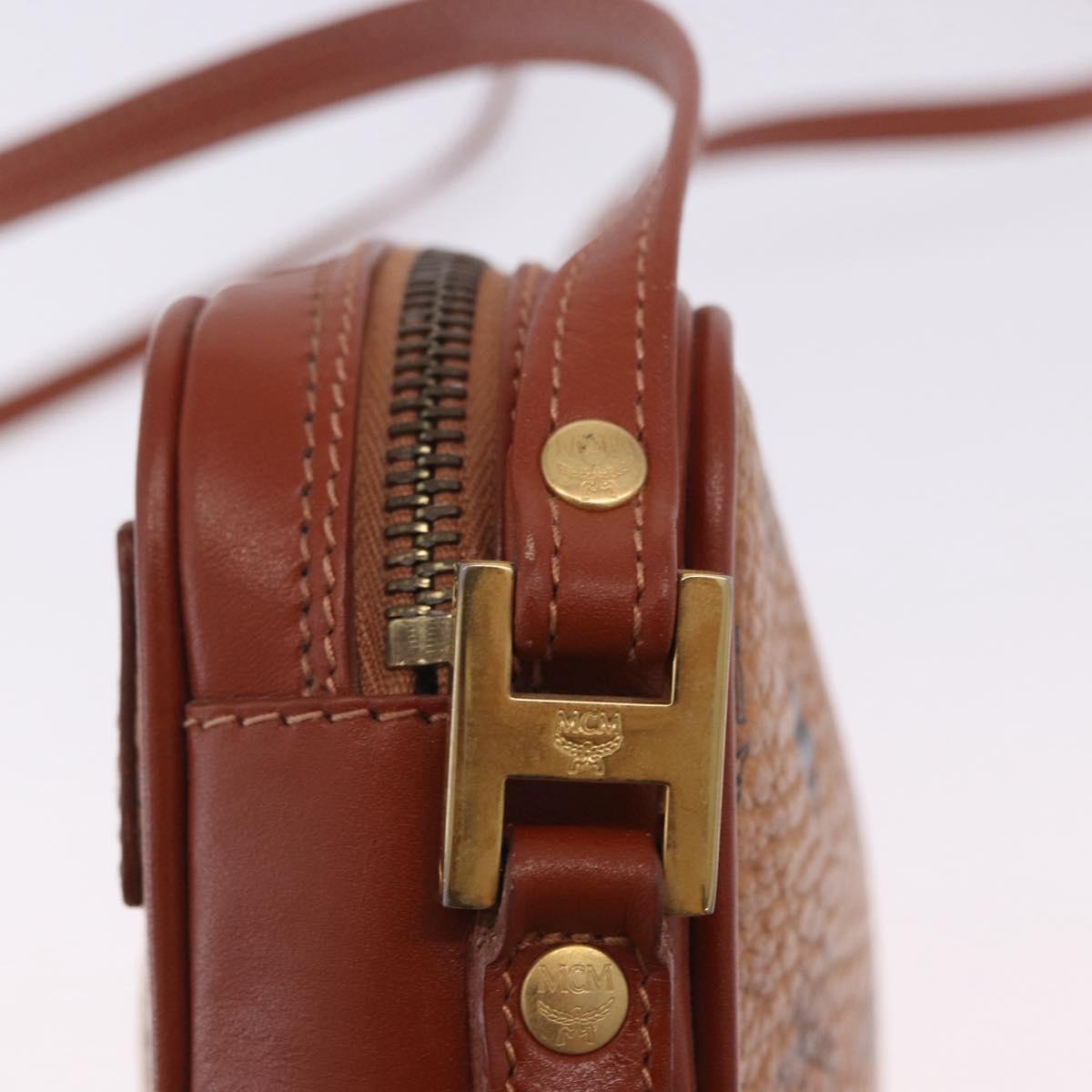 MCM Vicetos Shoulder Bag PVC Leather Brown Gold Tone Auth 203589