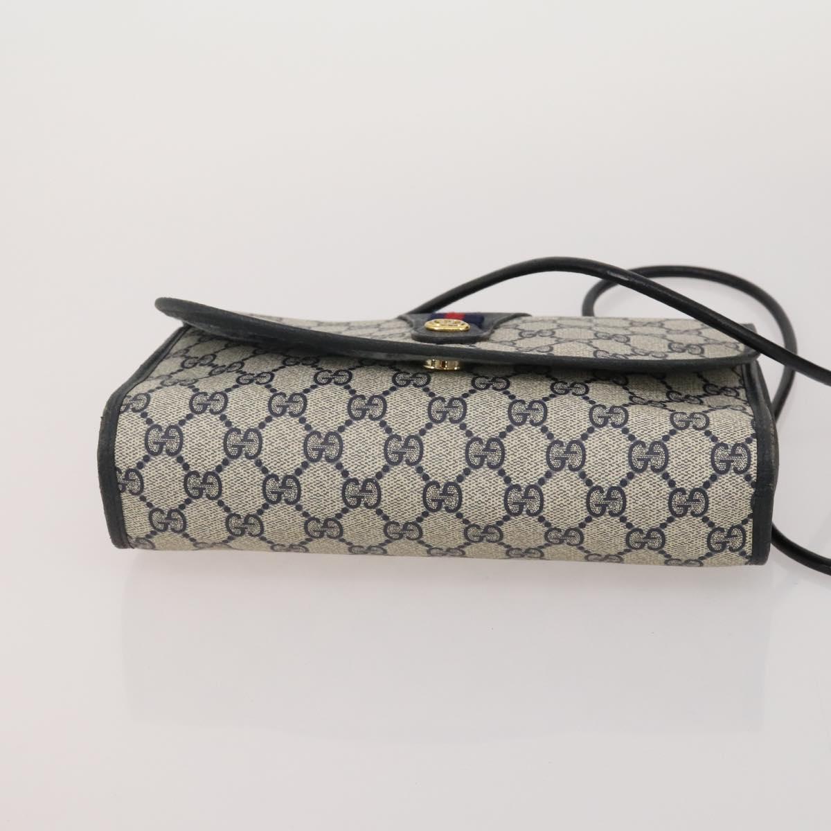 GUCCI GG Supreme Sherry Line Bag PVC Suede 3 Set Beige Black Navy Auth 203591