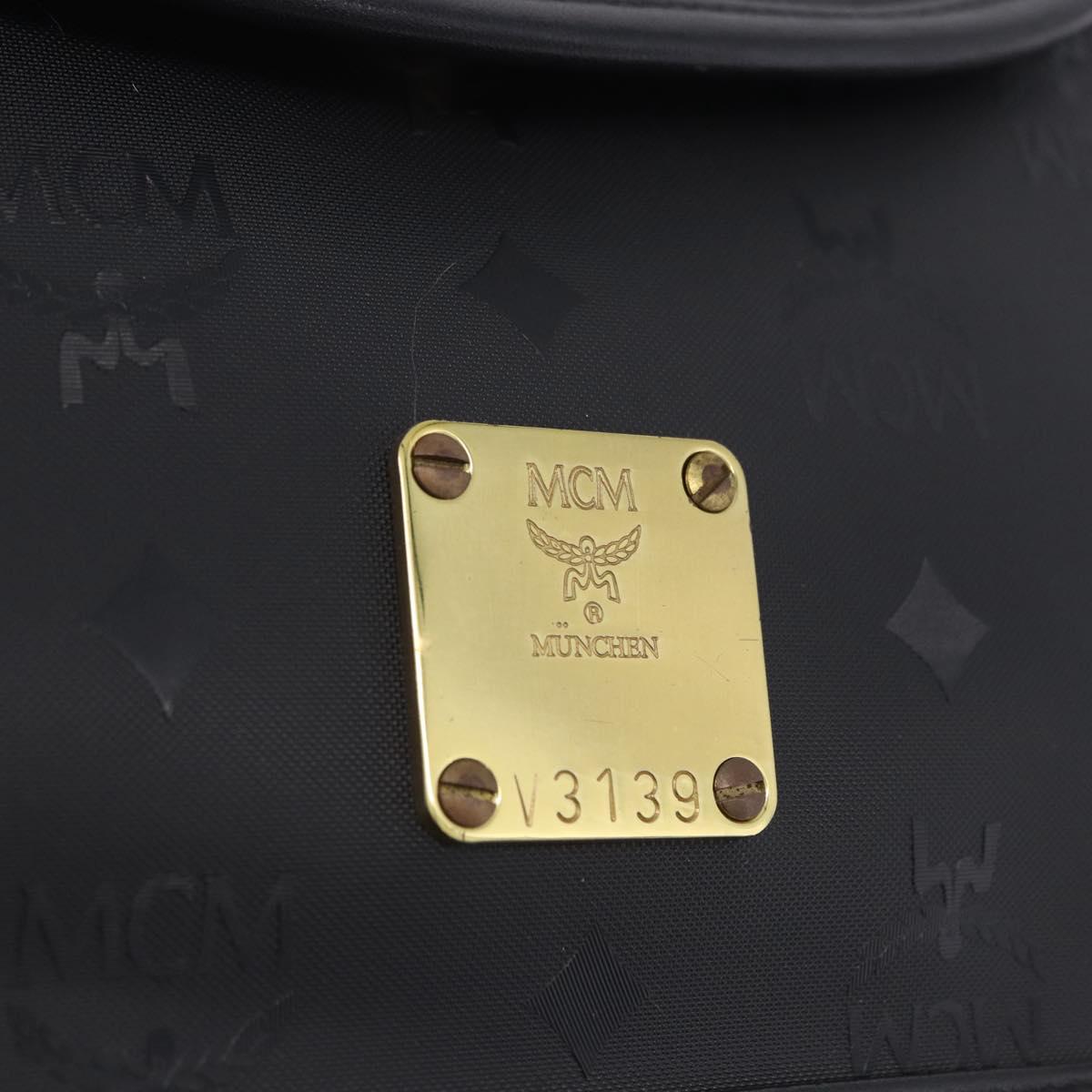 MCM Vicetos Shoulder Bag PVC Leather Black Gold Tone Auth 203593