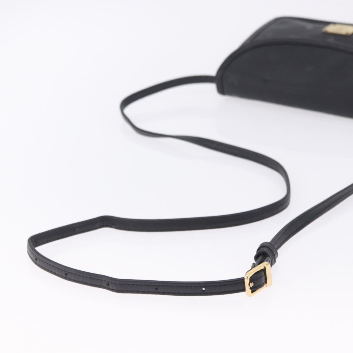 MCM Vicetos Shoulder Bag PVC Leather Black Gold Tone Auth 203593