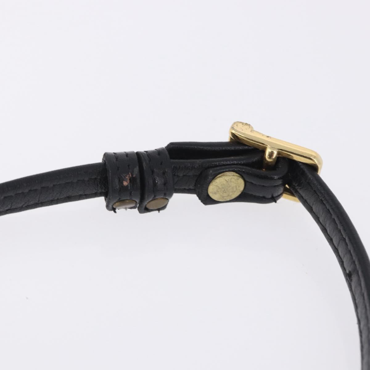 MCM Vicetos Shoulder Bag PVC Leather Black Gold Tone Auth 203593