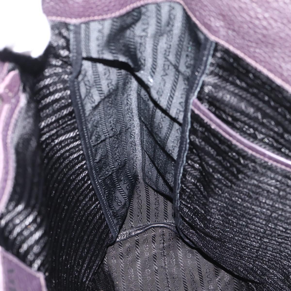 PRADA Hand Bag Vittero Dino Leather Purple Silver Auth 203600