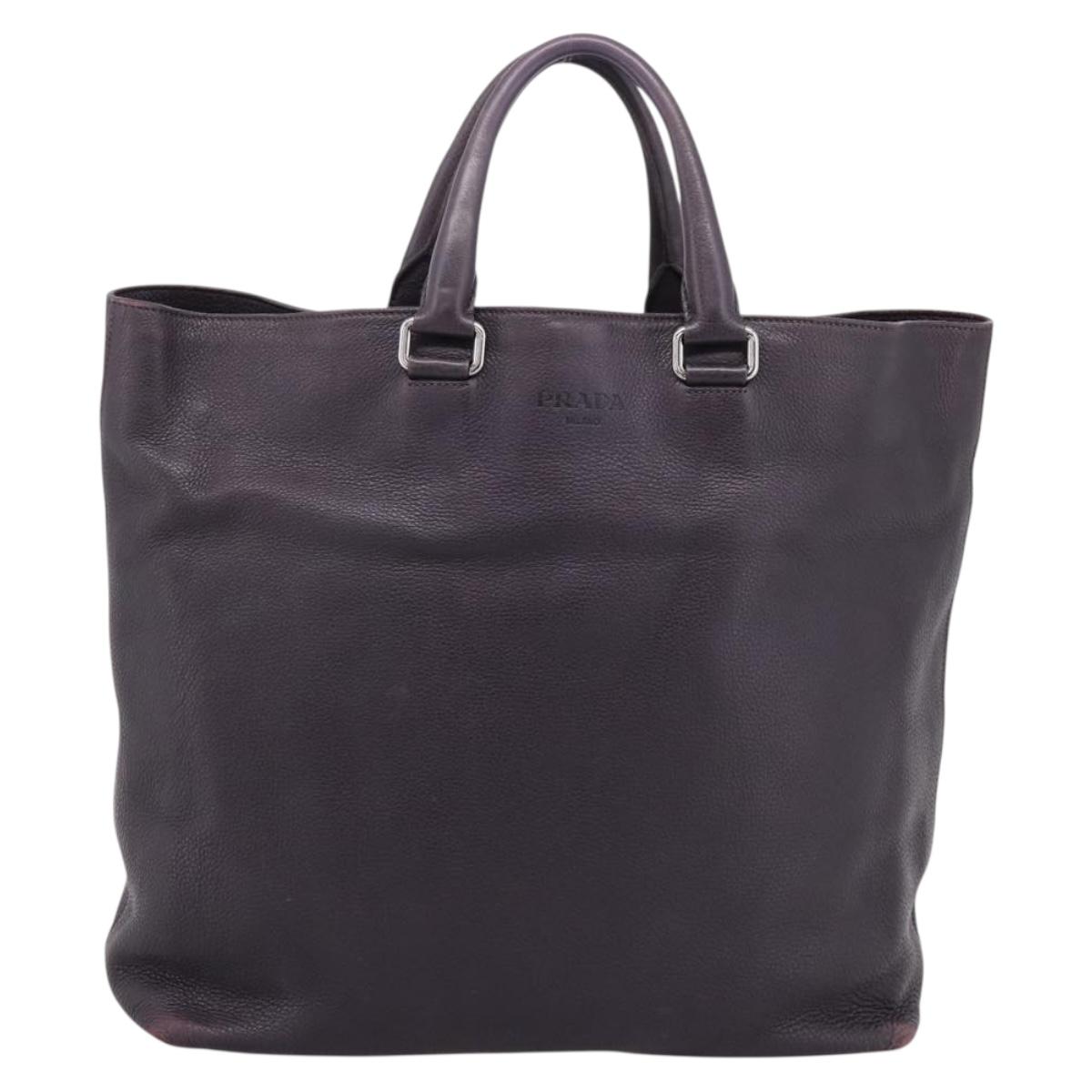 PRADA Hand Bag Vittero Dino Leather Purple Silver Auth 203600
