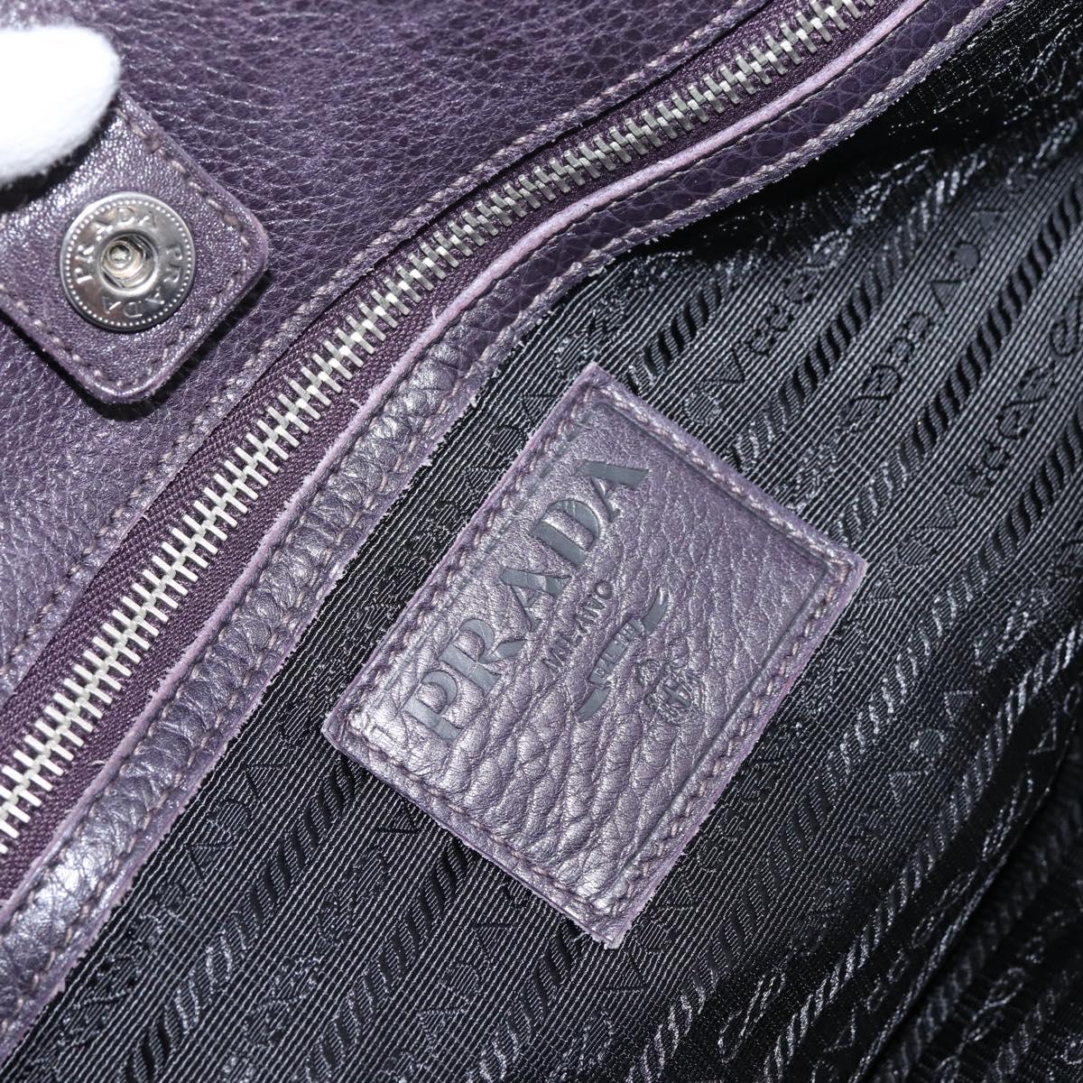 PRADA Hand Bag Vittero Dino Leather Purple Silver Auth 203600