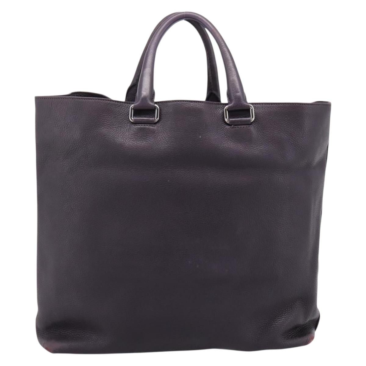 PRADA Hand Bag Vittero Dino Leather Purple Silver Auth 203600