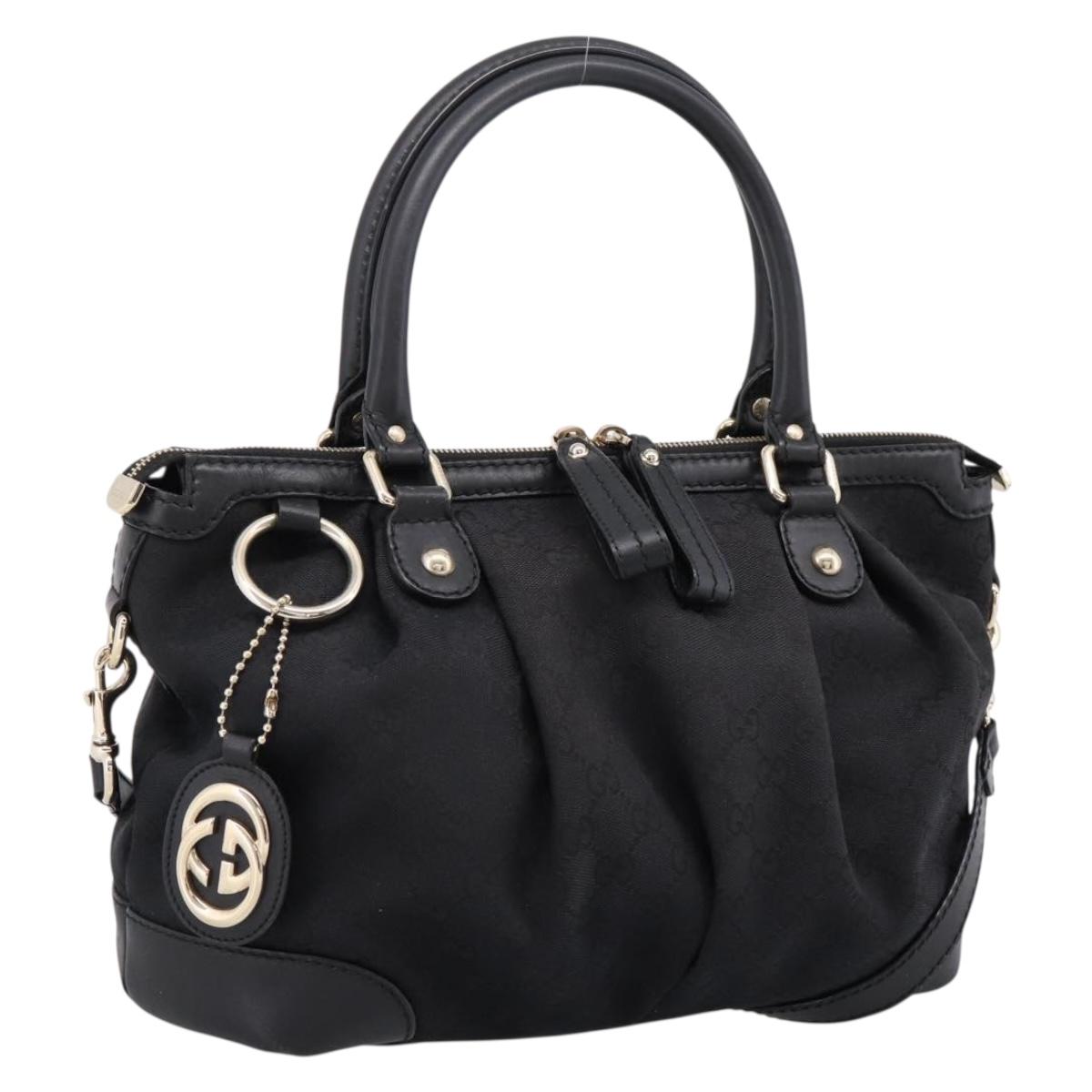GUCCI GG Canvas Sukey Hand Bag 2way Black Gold 247902 Auth 203601A