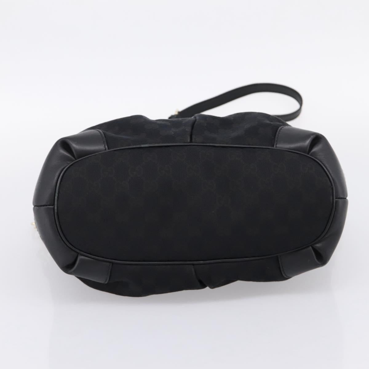 GUCCI GG Canvas Sukey Hand Bag 2way Black Gold 247902 Auth 203601A