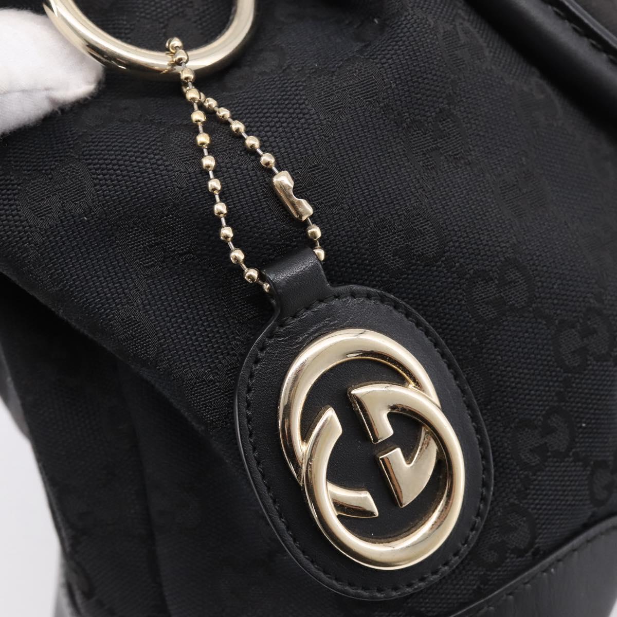 GUCCI GG Canvas Sukey Hand Bag 2way Black Gold 247902 Auth 203601A