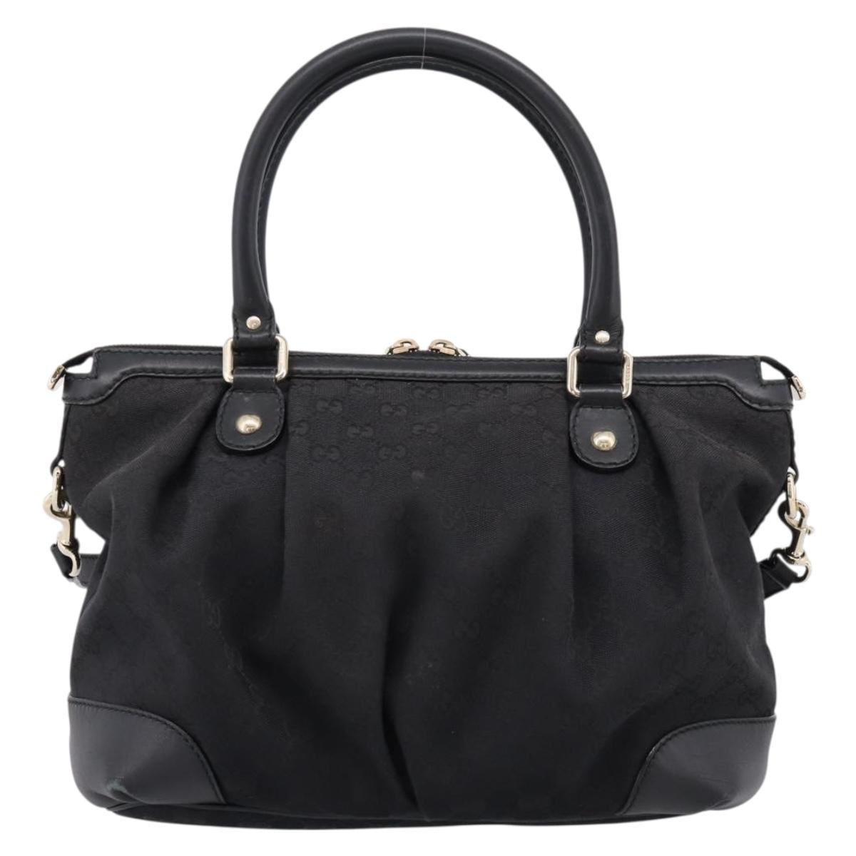 GUCCI GG Canvas Sukey Hand Bag 2way Black Gold 247902 Auth 203601A