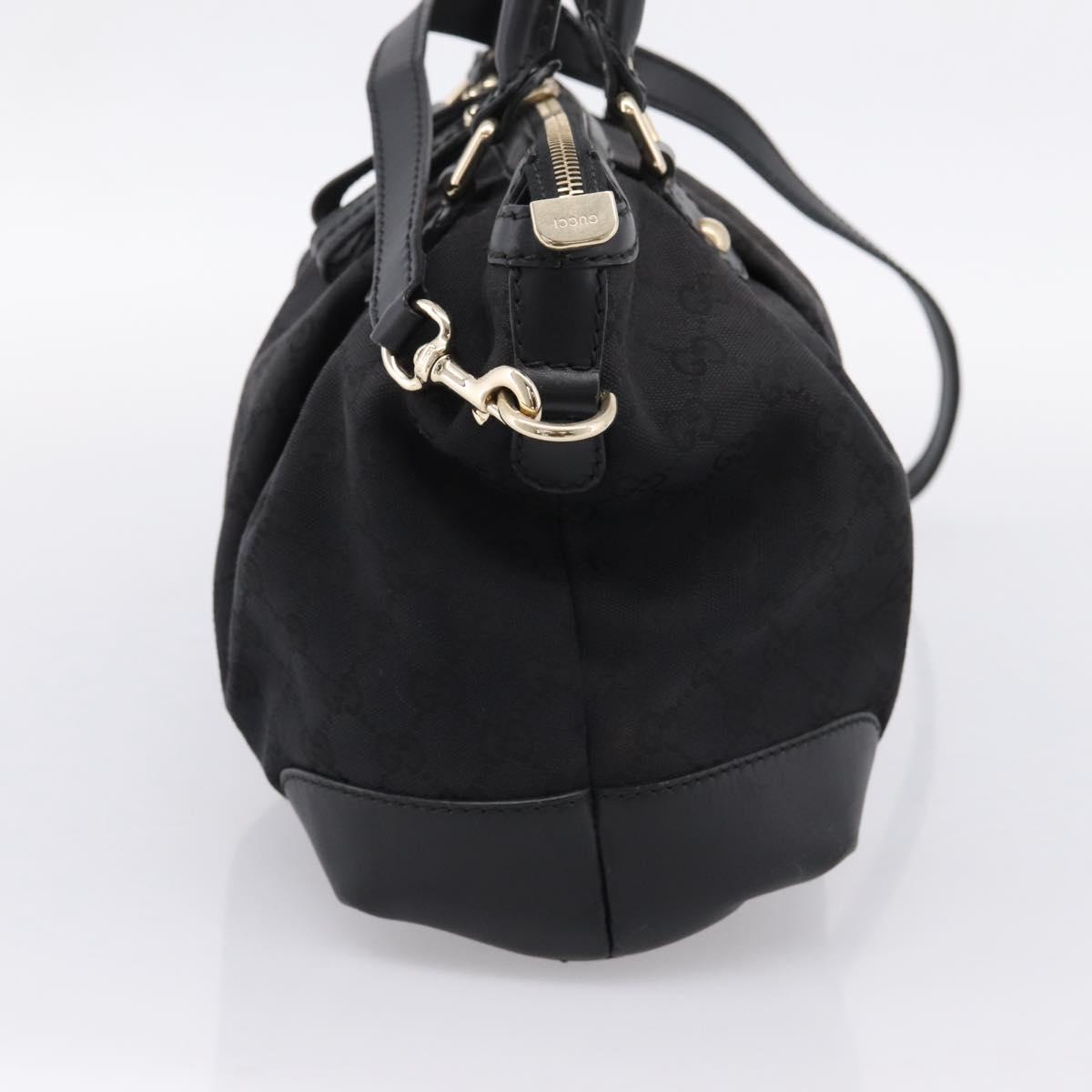 GUCCI GG Canvas Sukey Hand Bag 2way Black Gold 247902 Auth 203601A