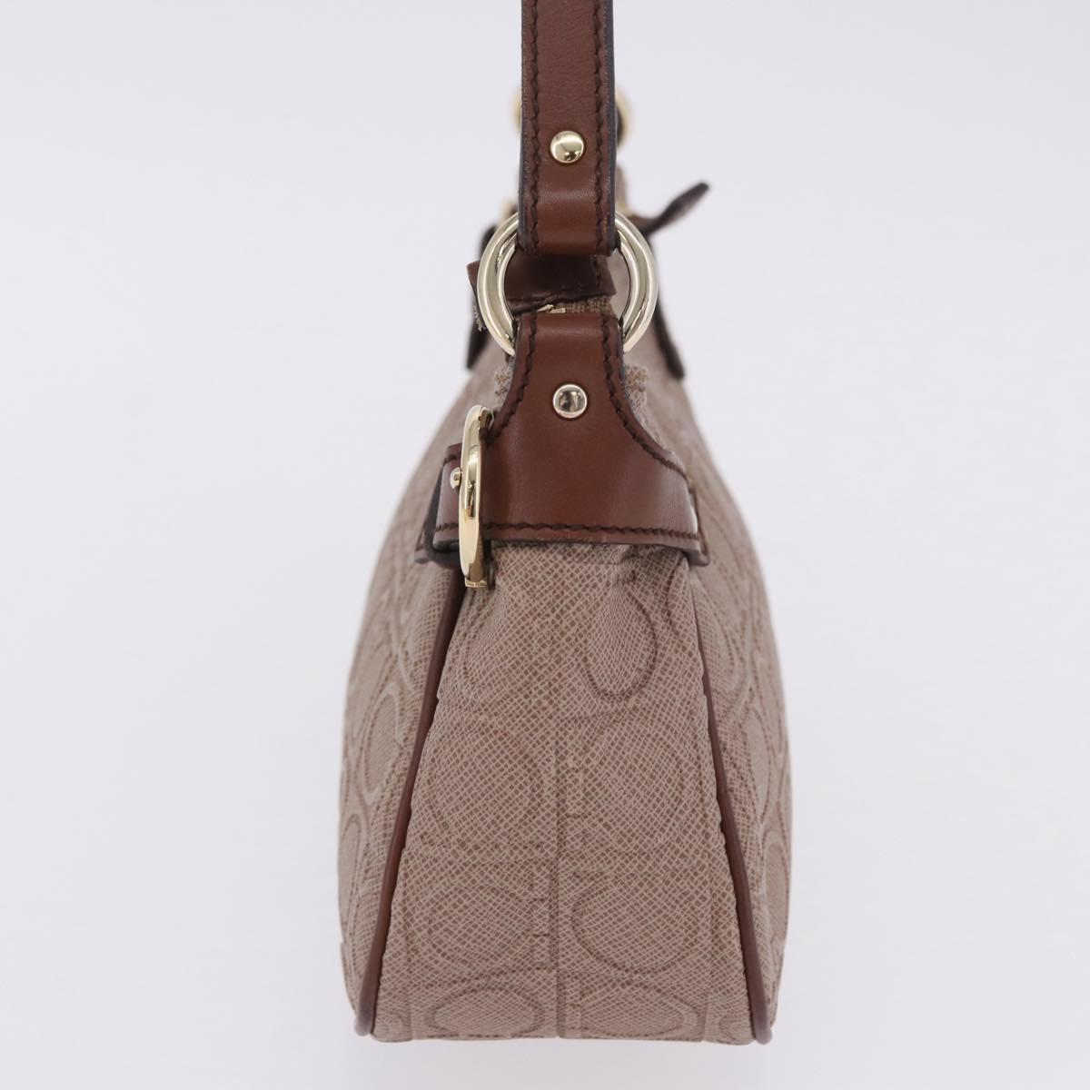 Salvatore Ferragamo Gancini Accessory Pouch PVC Canvas Pink Gold Auth 203603V