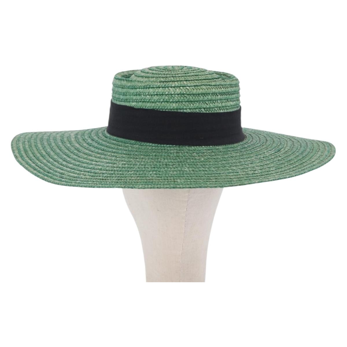 GUCCI Hat Straw Green Auth 203605M