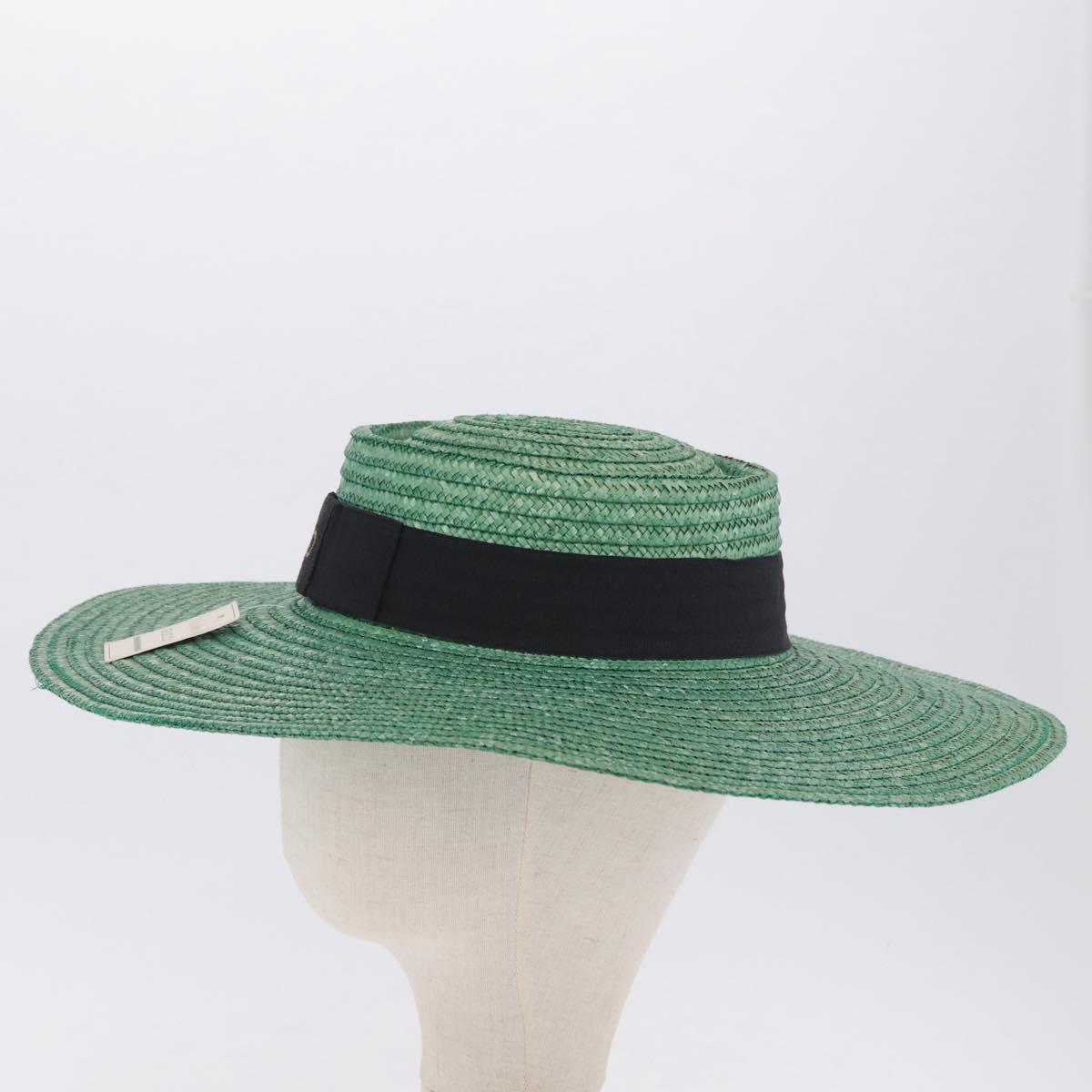 GUCCI Hat Straw Green Auth 203605M