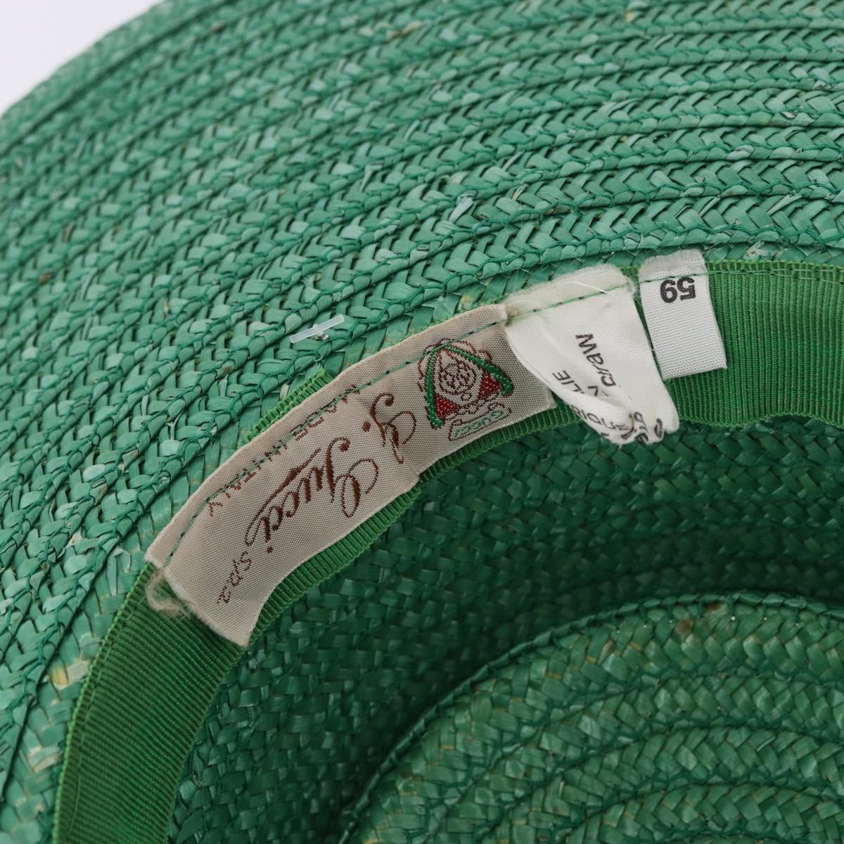 GUCCI Hat Straw Green Auth 203605M