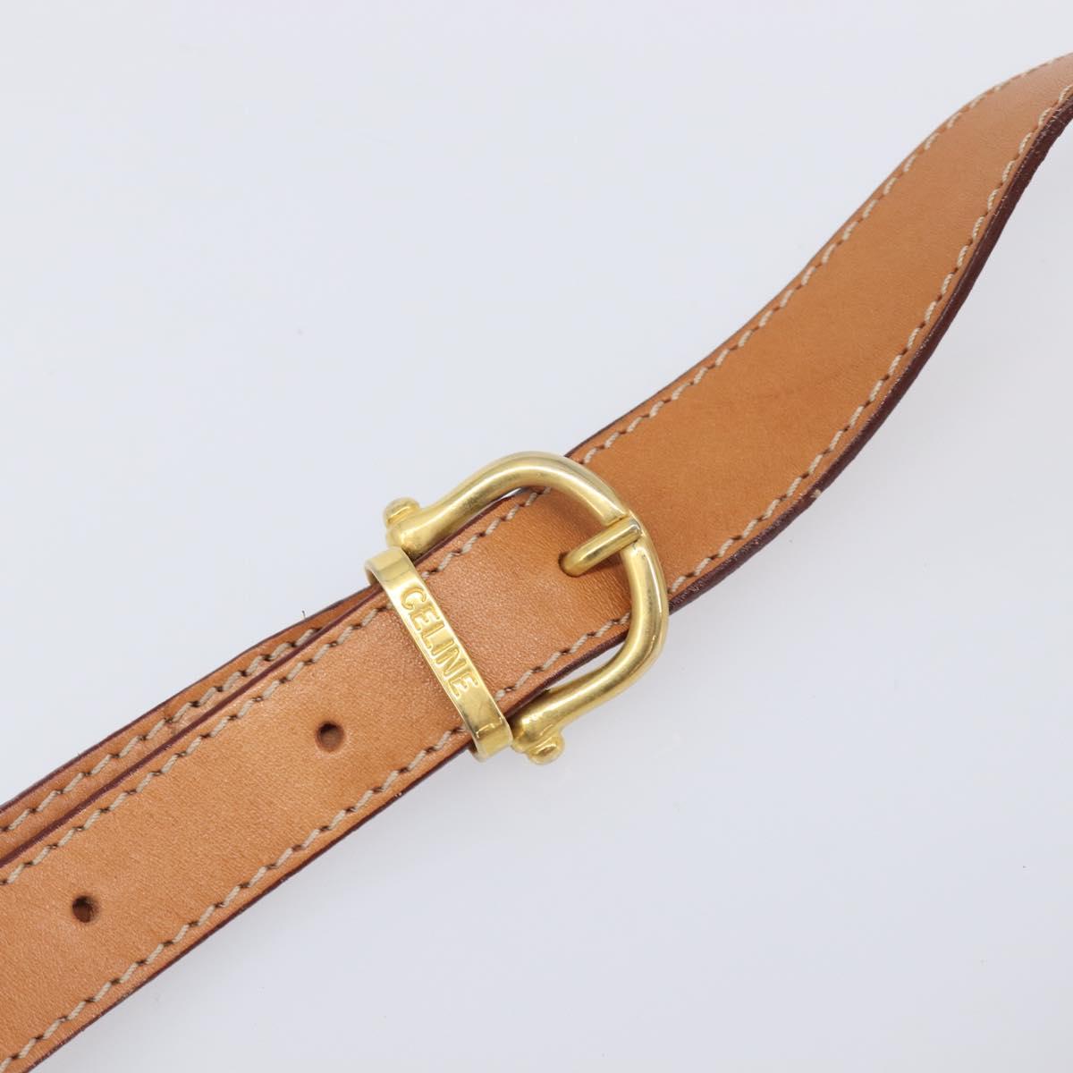 CELINE Macadam Canvas Shoulder Bag PVC Beige Gold Auth 203607