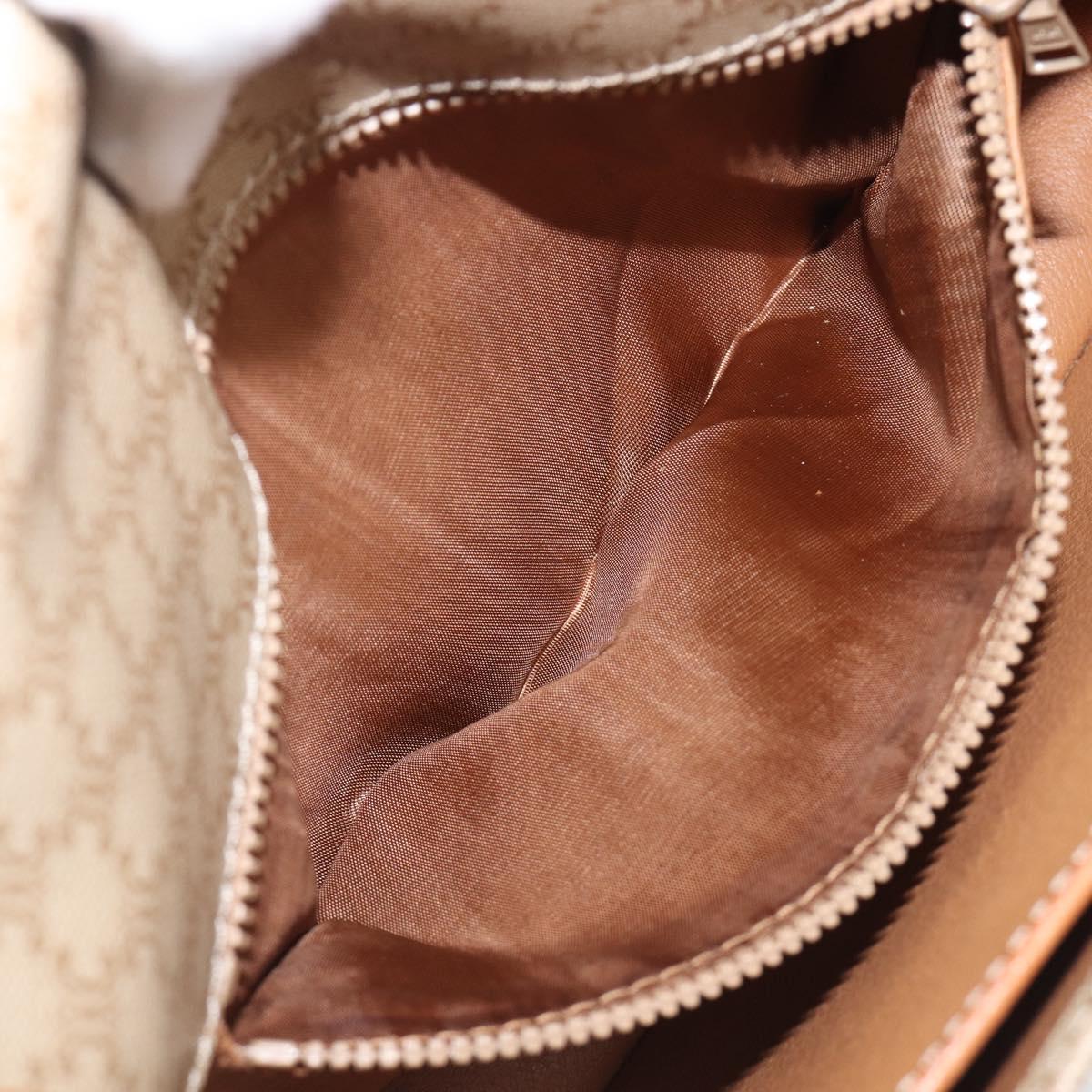 CELINE Macadam Canvas Shoulder Bag PVC Beige Gold Auth 203607