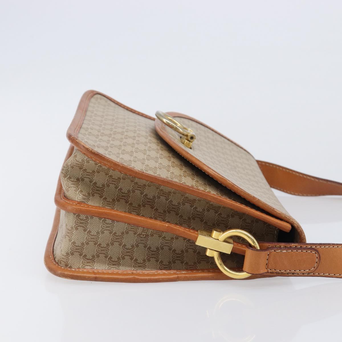 CELINE Macadam Canvas Shoulder Bag PVC Beige Gold Auth 203607