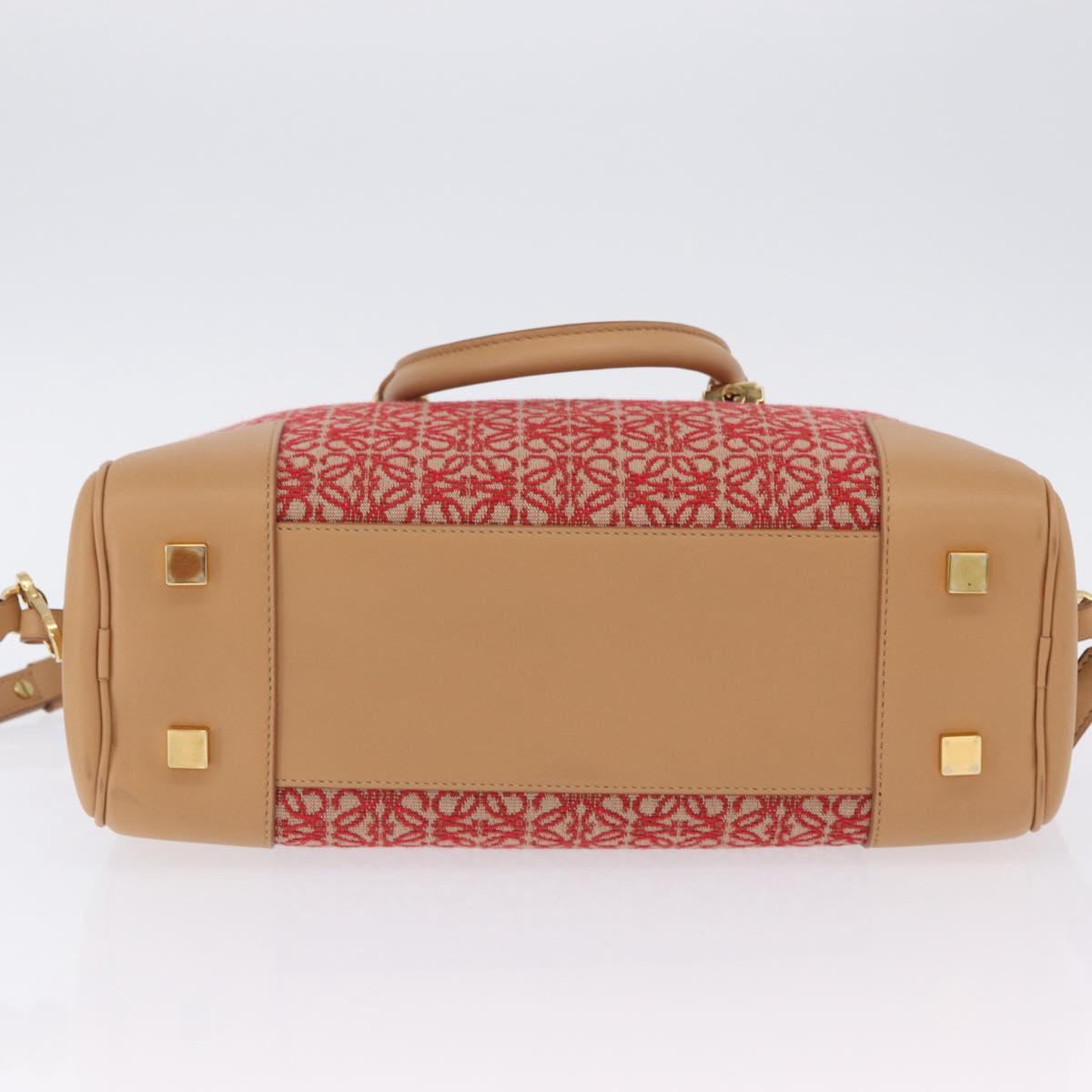 LOEWE Amazona 28 Hand Bag Canvas 2way Beige Gold Auth 203608SAM