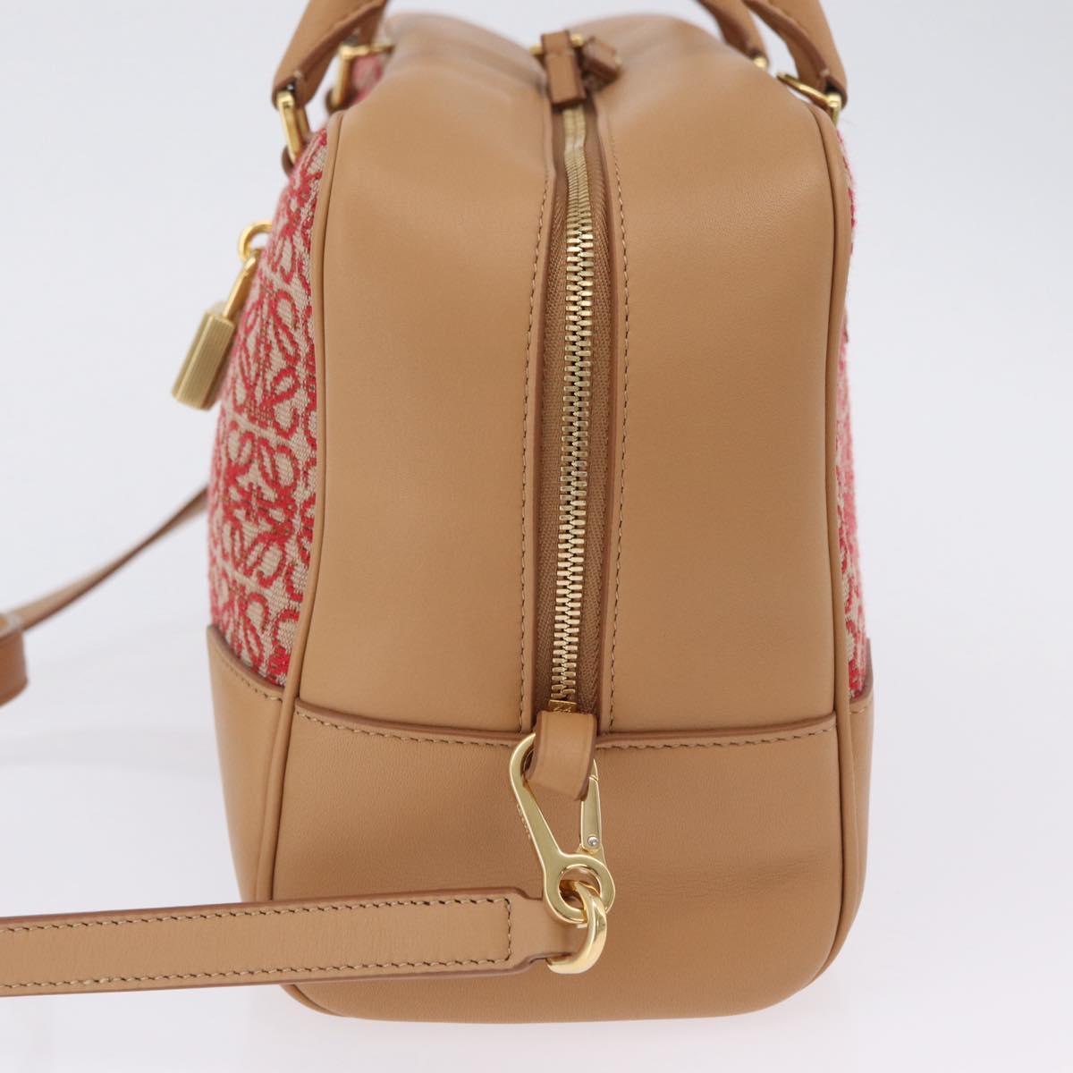 LOEWE Amazona 28 Hand Bag Canvas 2way Beige Gold Auth 203608SAM