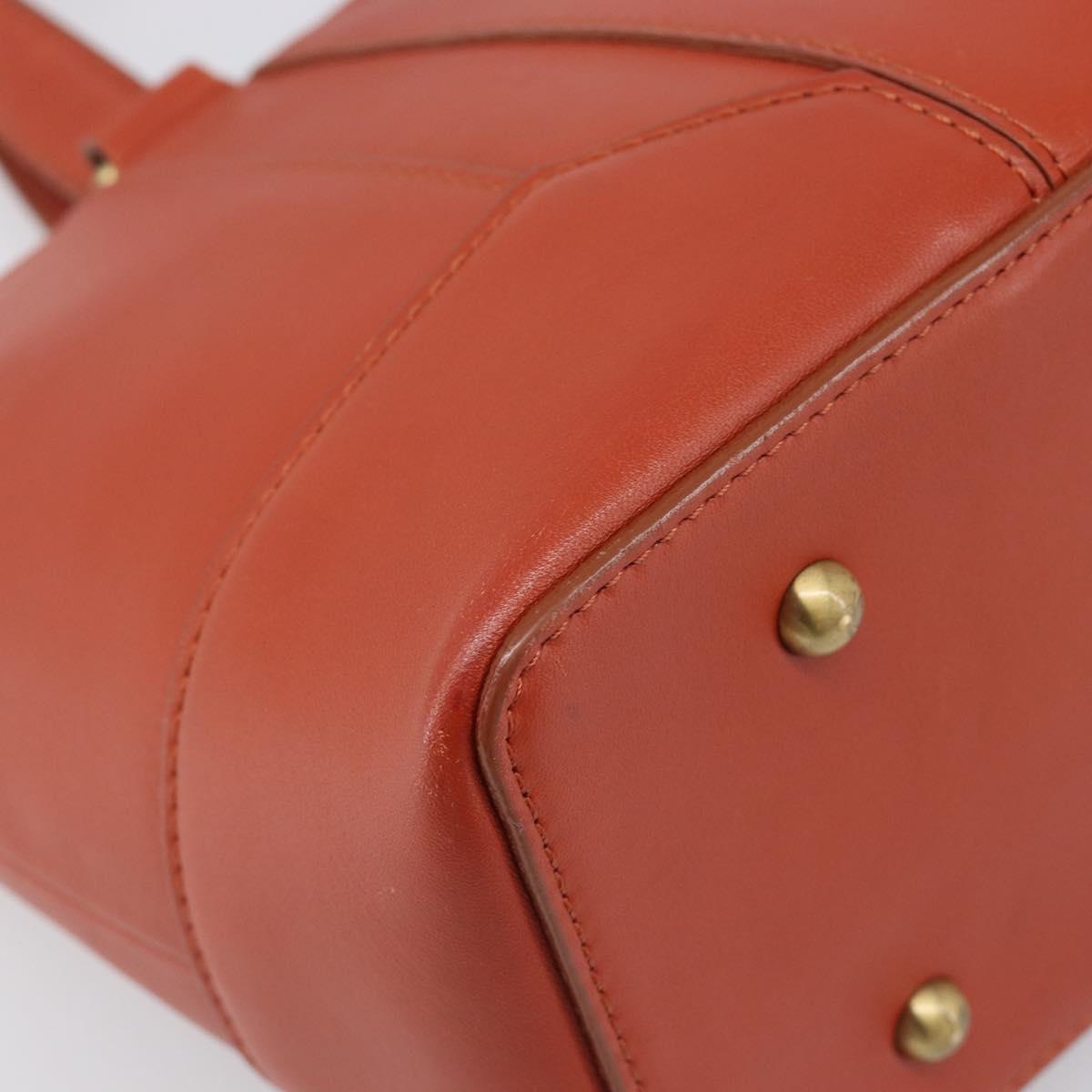 BURBERRY Hand Bag Leather Orange Gold Auth 203611