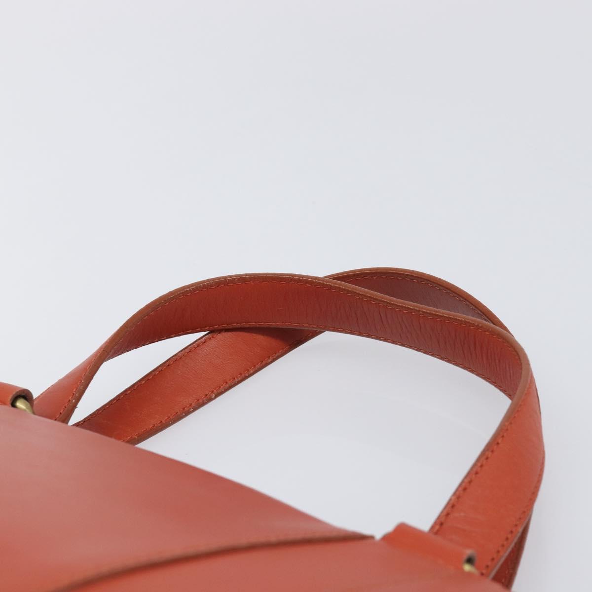 BURBERRY Hand Bag Leather Orange Gold Auth 203611