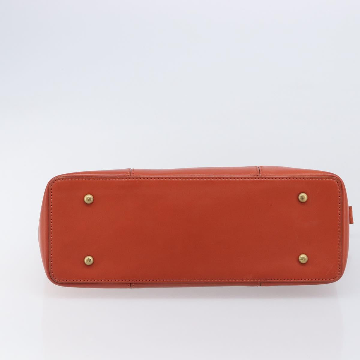 BURBERRY Hand Bag Leather Orange Gold Auth 203611