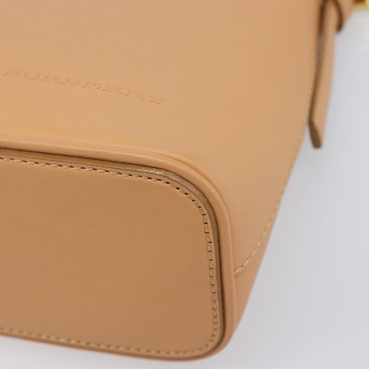 BURBERRY Shoulder Bag Leather Beige Gold Auth 203612A