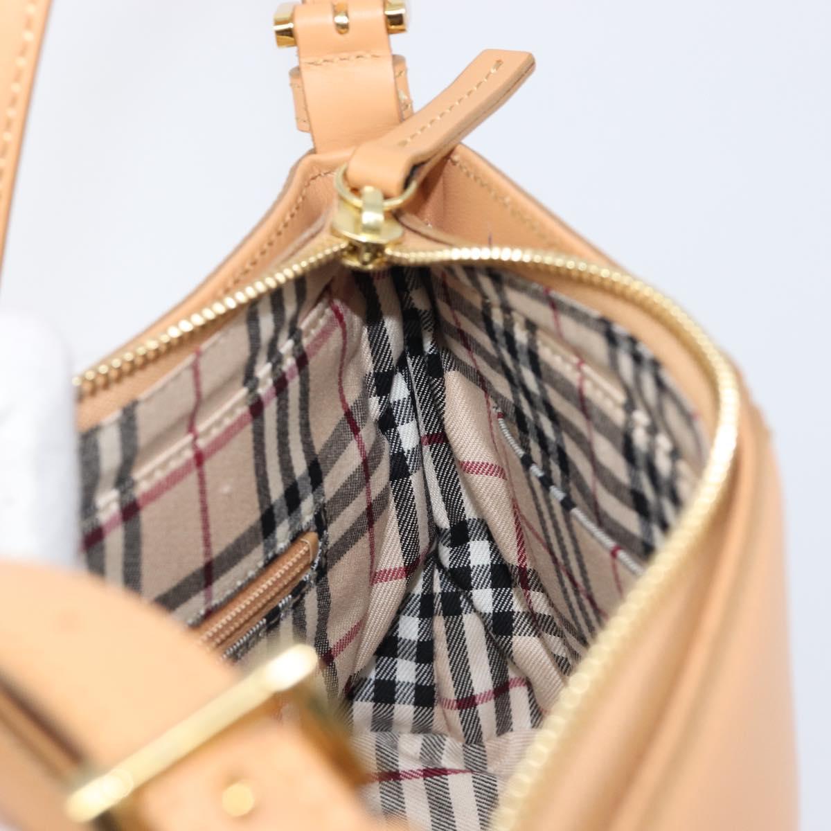 BURBERRY Shoulder Bag Leather Beige Gold Auth 203612A