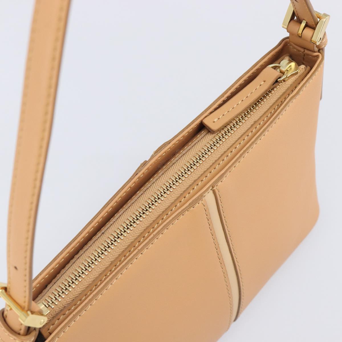 BURBERRY Shoulder Bag Leather Beige Gold Auth 203612A