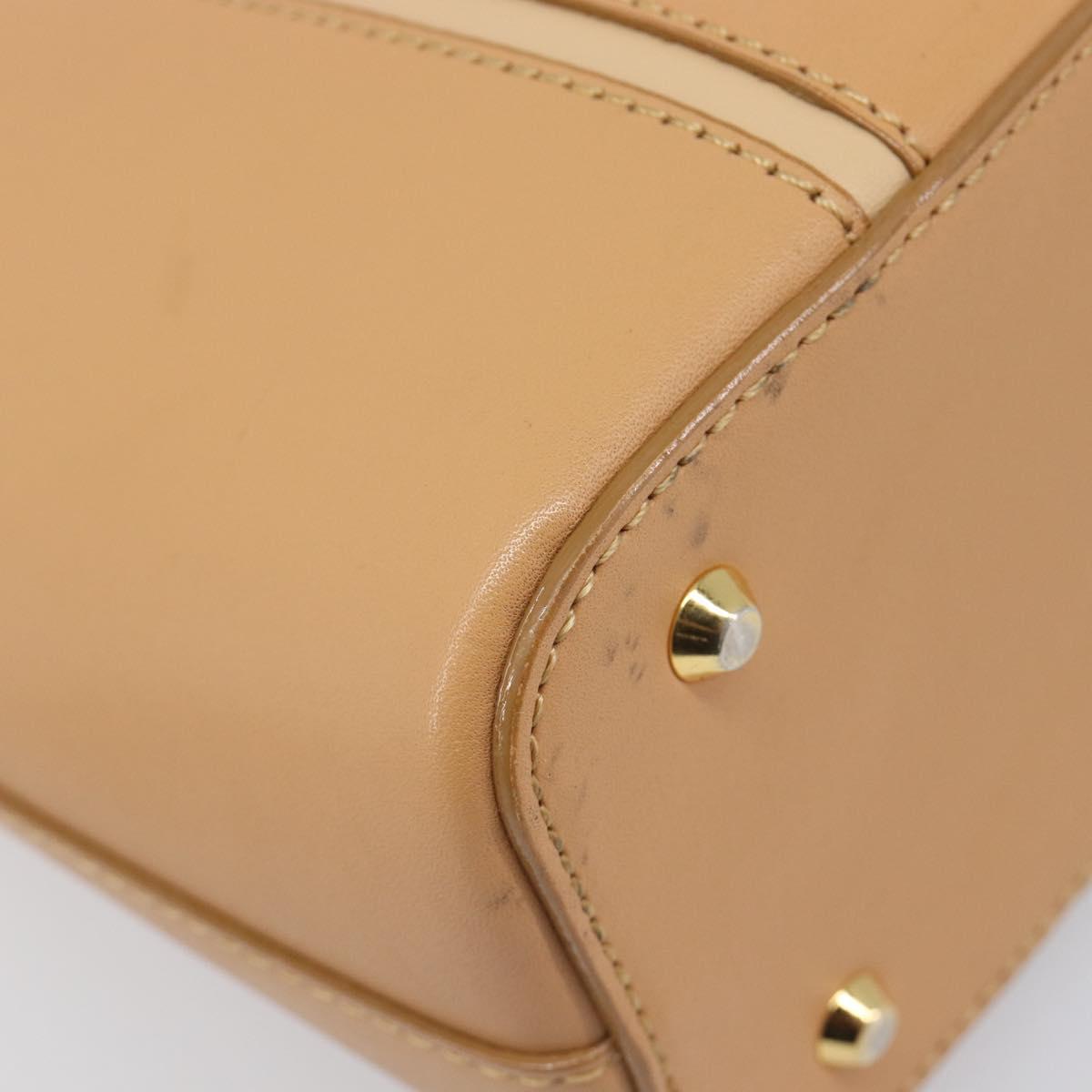 BURBERRY Hand Bag Leather Beige Gold Auth 203613A