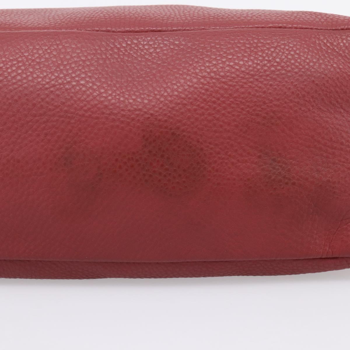 PRADA Tote Bag Vittero Dino Leather Red Gold Auth 203615A