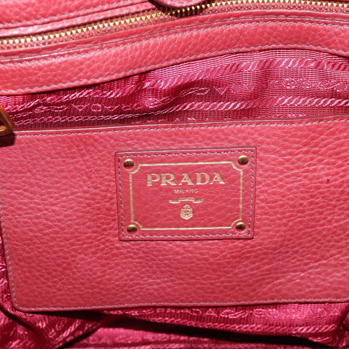 PRADA Tote Bag Vittero Dino Leather Red Gold Auth 203615A