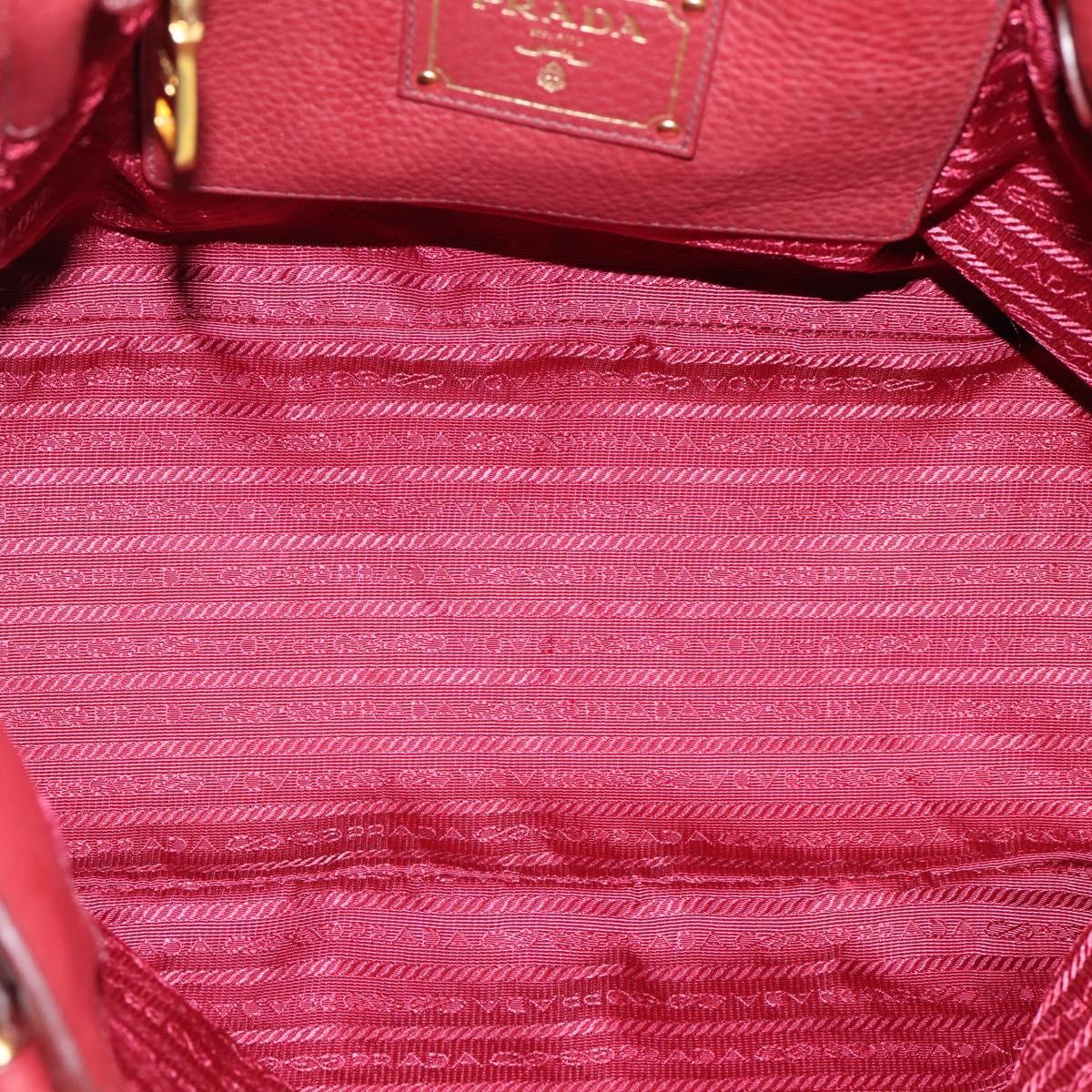 PRADA Tote Bag Vittero Dino Leather Red Gold Auth 203615A