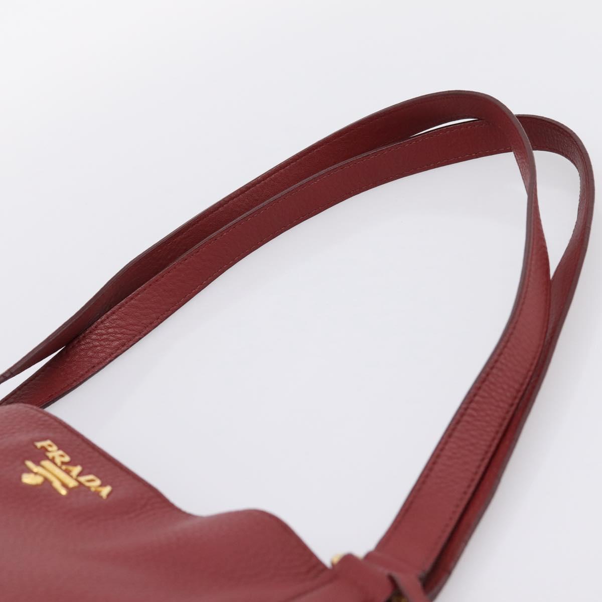 PRADA Tote Bag Vittero Dino Leather Red Gold Auth 203615A