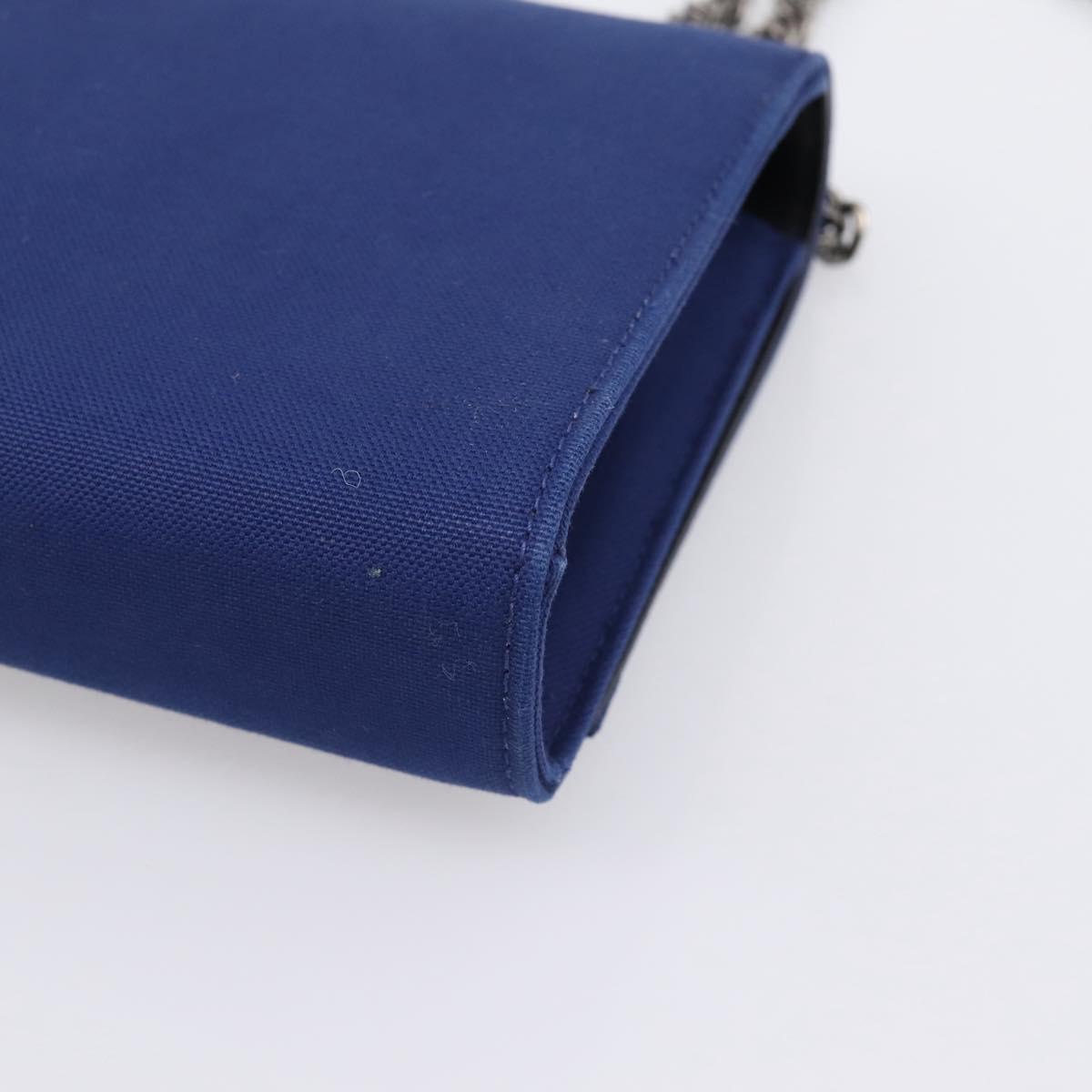 SAINT LAURENT Cassandra Chain Shoulder Bag Canvas Blue Silver Auth 203616M
