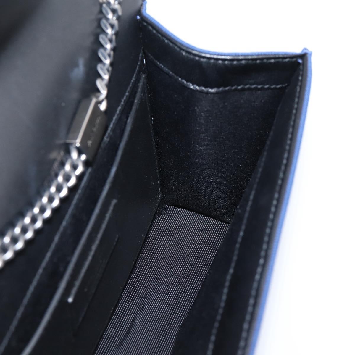 SAINT LAURENT Cassandra Chain Shoulder Bag Canvas Blue Silver Auth 203616M