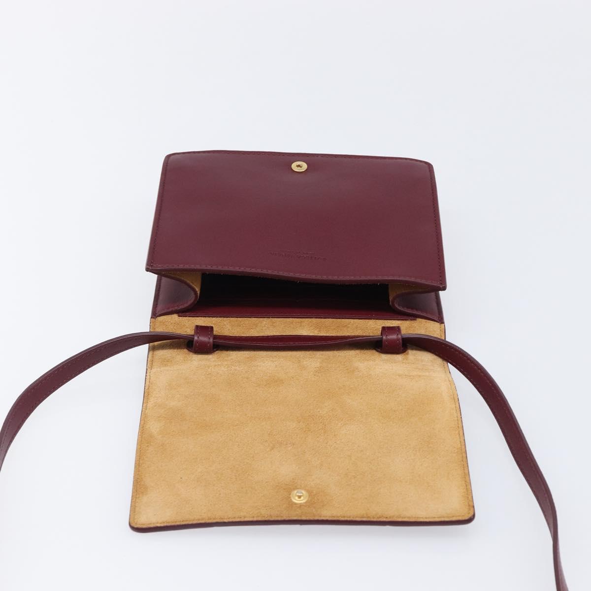 BOTTEGA VENETA MAXI INTRECCIATO Shoulder Bag Leather Bordeaux Gold Auth 203617V