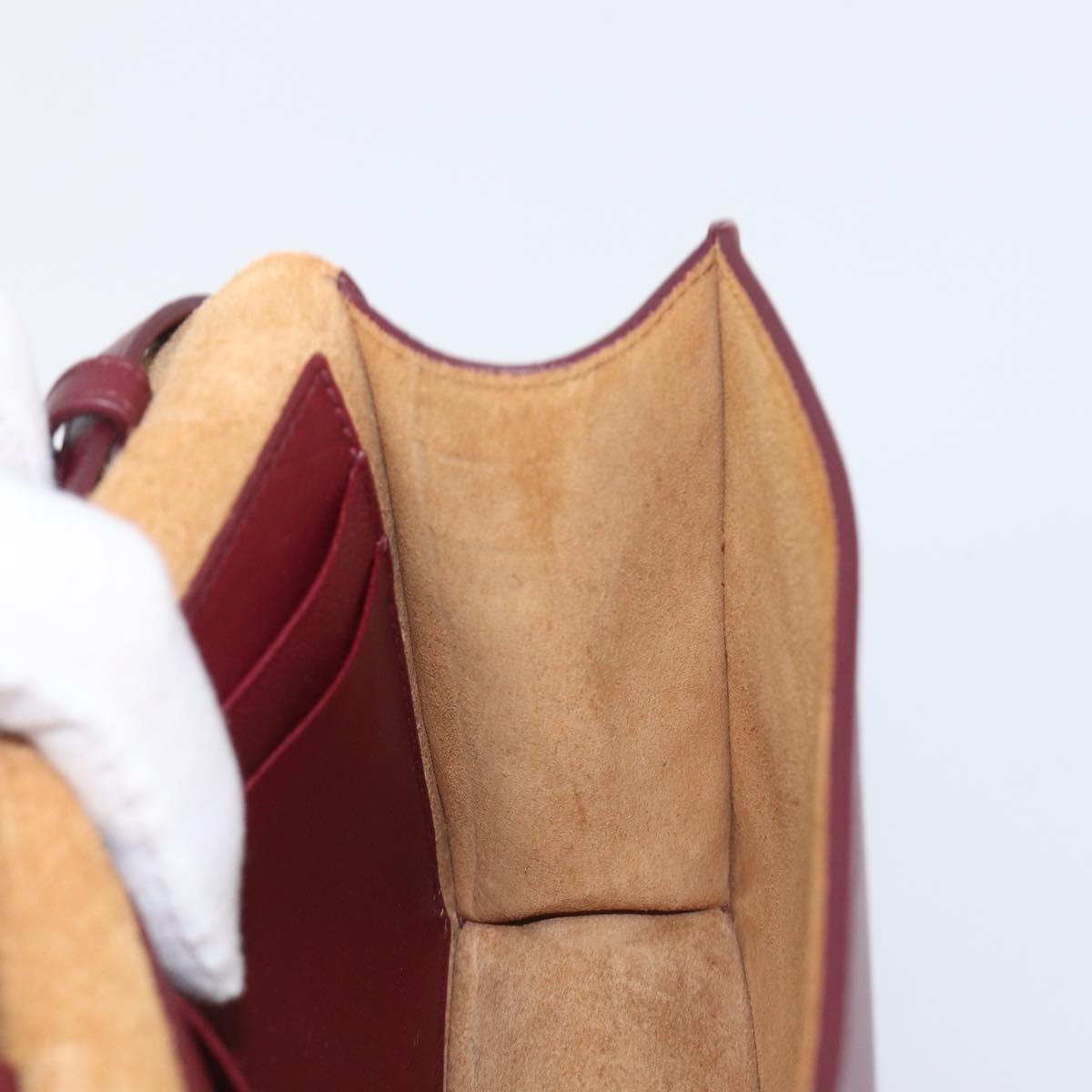 BOTTEGA VENETA MAXI INTRECCIATO Shoulder Bag Leather Bordeaux Gold Auth 203617V