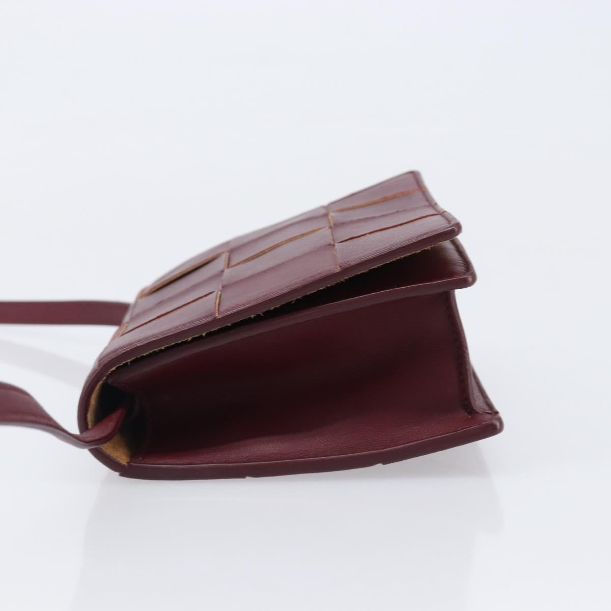 BOTTEGA VENETA MAXI INTRECCIATO Shoulder Bag Leather Bordeaux Gold Auth 203617V