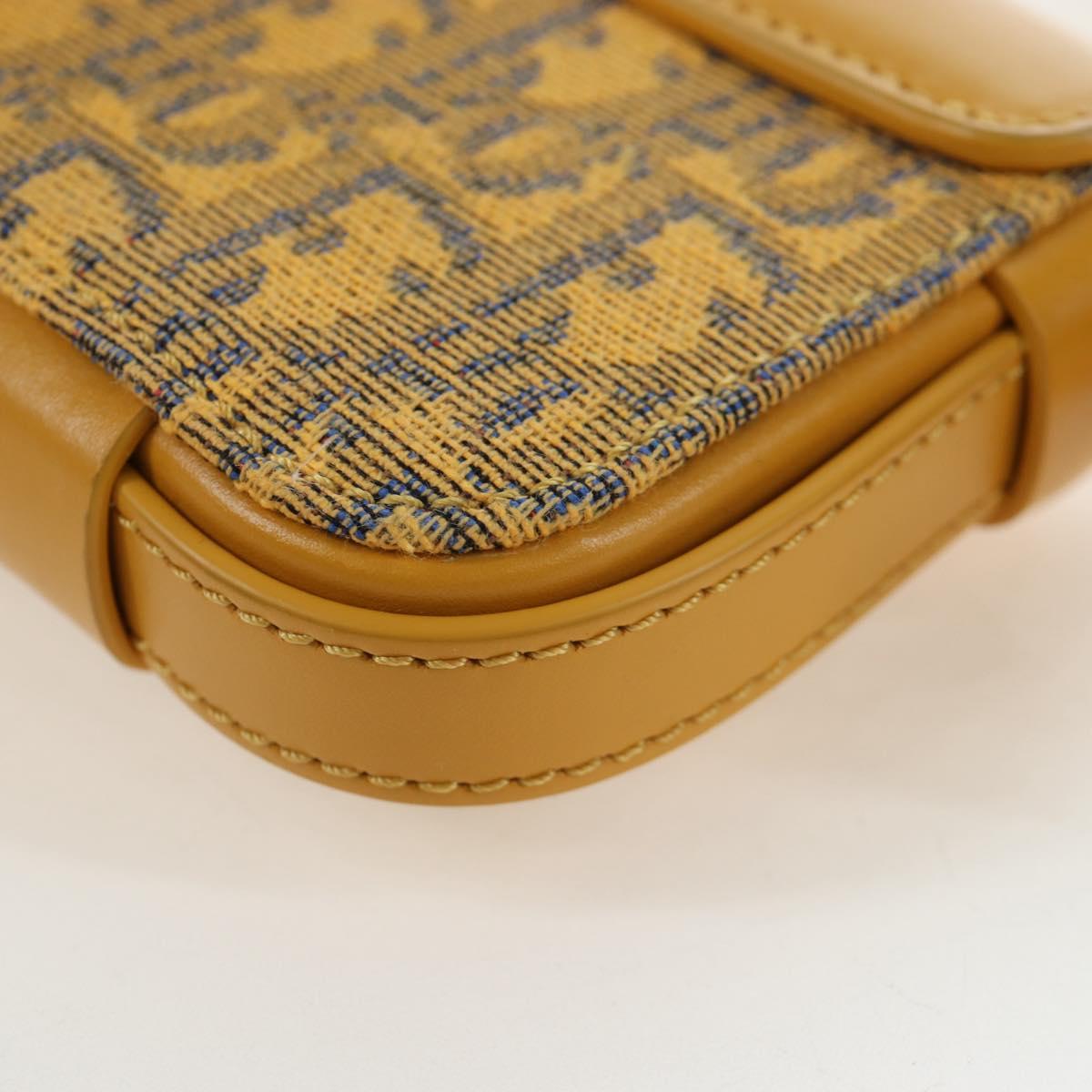 Christian Dior Trotter Canvas Rock Shoulder Pouch Yellow Silver Auth 203620M