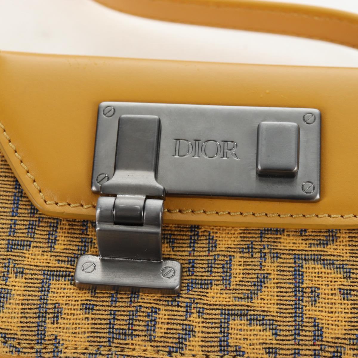 Christian Dior Trotter Canvas Rock Shoulder Pouch Yellow Silver Auth 203620M