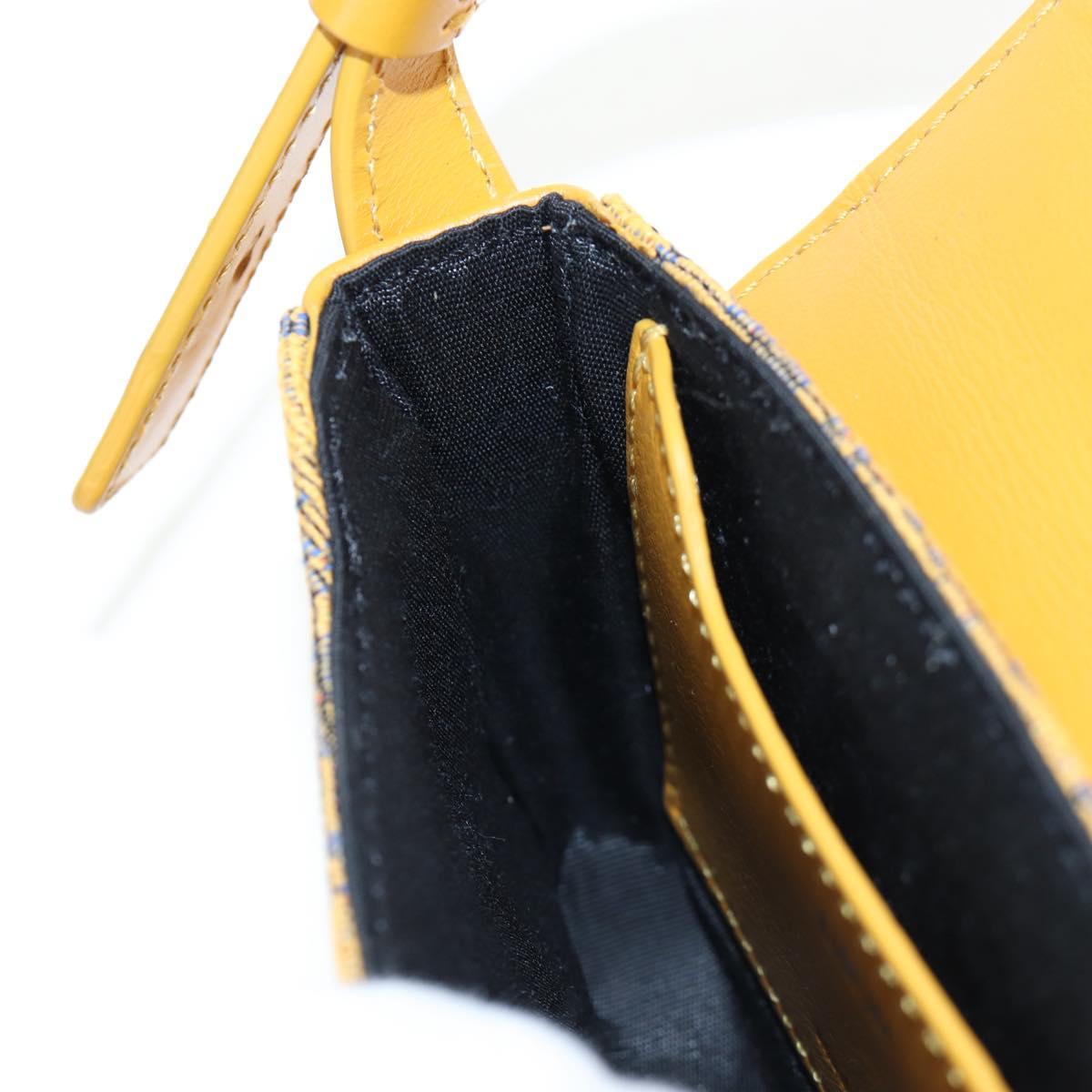 Christian Dior Trotter Canvas Rock Shoulder Pouch Yellow Silver Auth 203620M
