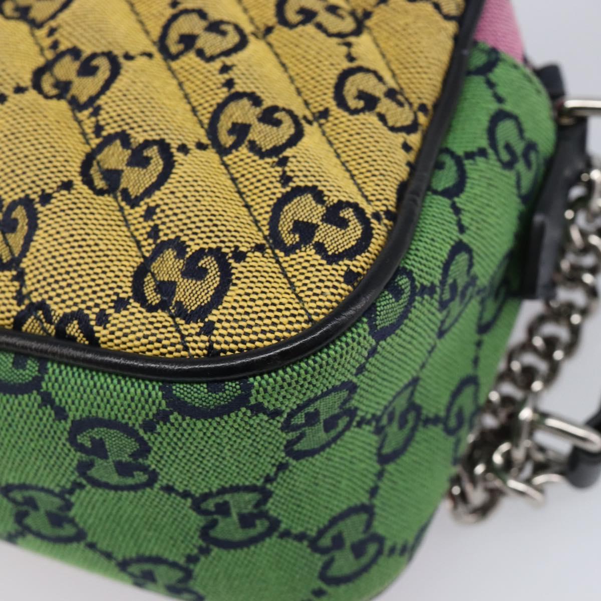 GUCCI GG Canvas GG Marmont Chain Bag Multicolor Silver 447632 Auth 203621