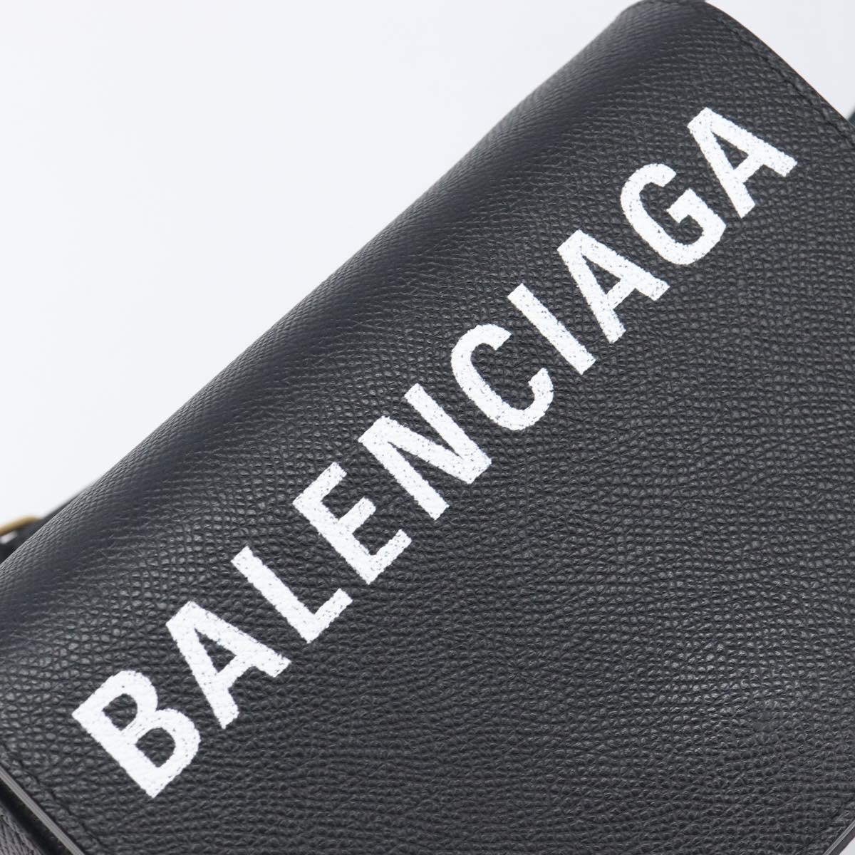 BALENCIAGA Ville Everyday Shoulder Bag Leather Black Gold 550639 Auth 203622V
