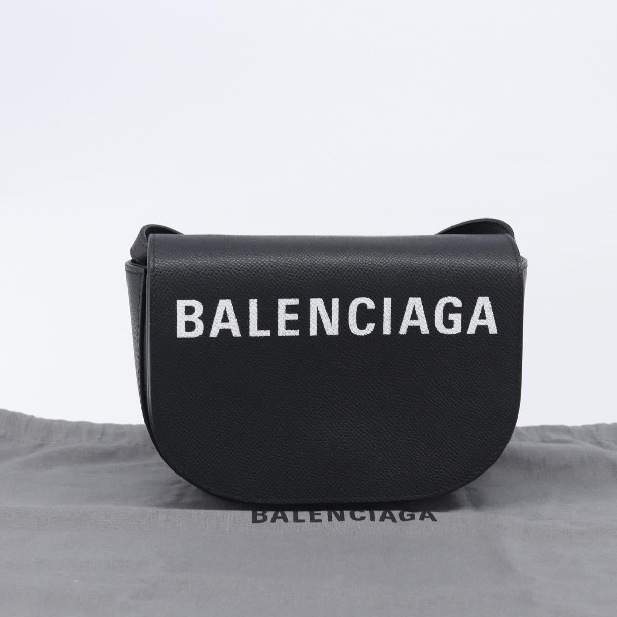 BALENCIAGA Ville Everyday Shoulder Bag Leather Black Gold 550639 Auth 203622V