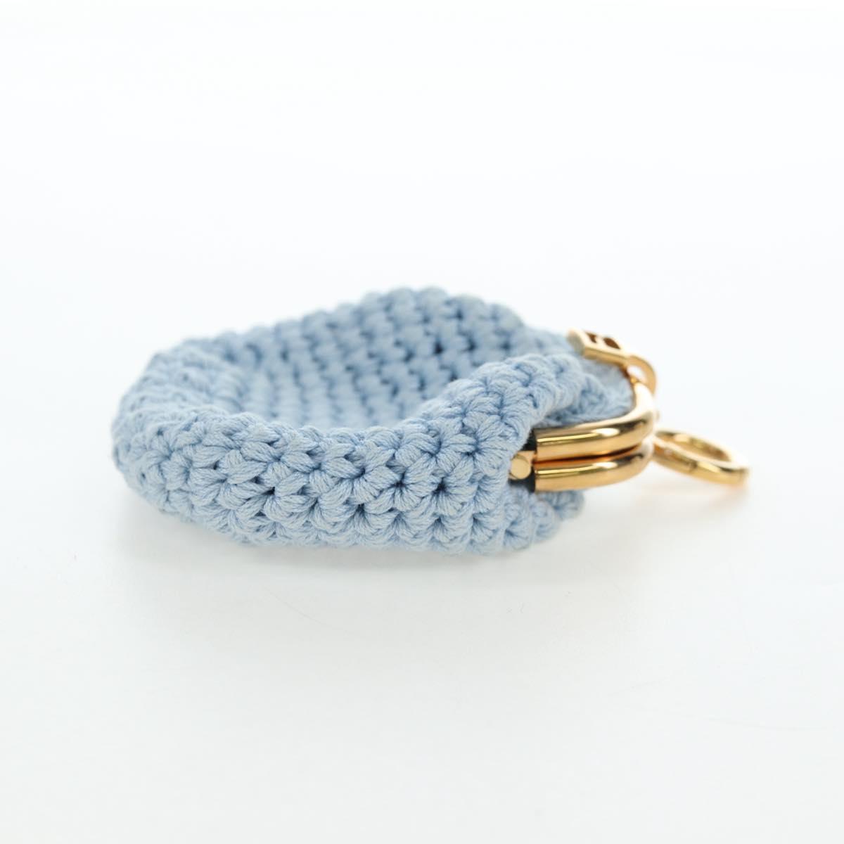 FENDI Coin Purse Canvas Light Blue Gold Auth 203623M