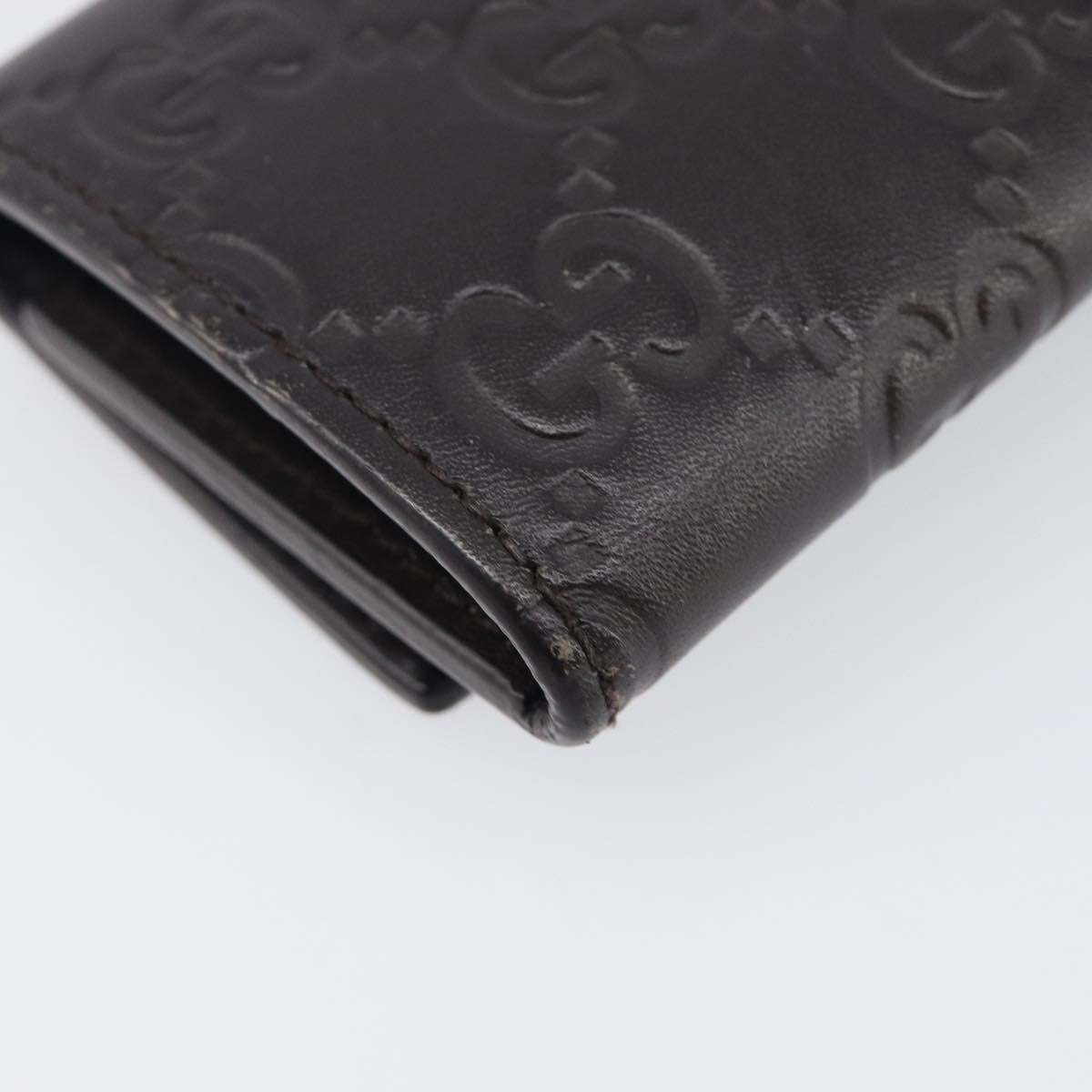 GUCCI GG Canvas Guccissima Key Case Leather Dark Brown Silver 138093 Auth 203625
