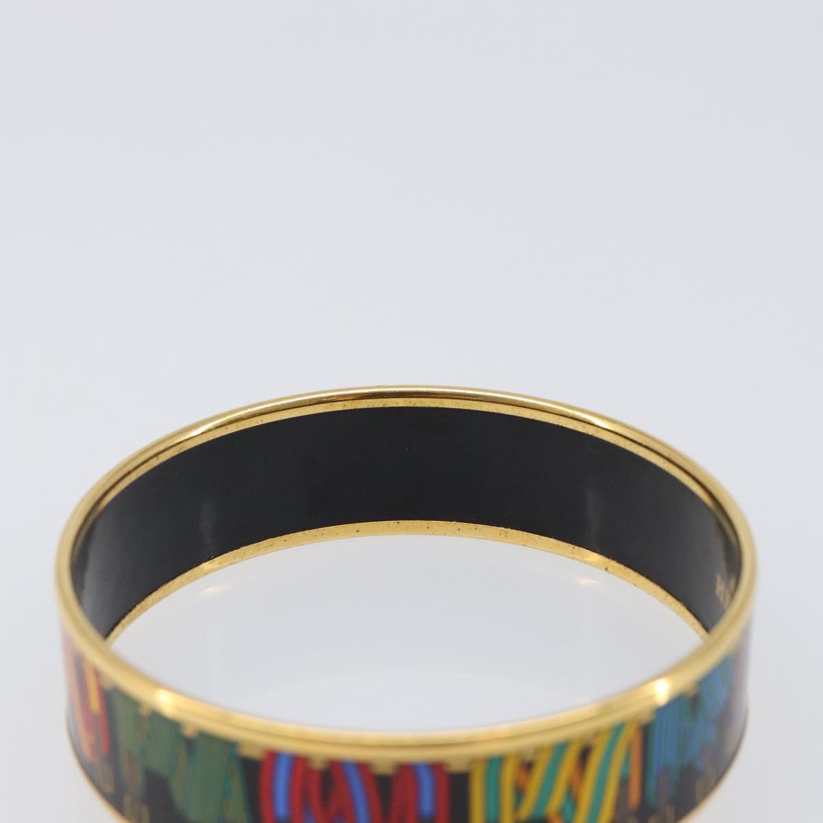 HERMES Bangle Emaille GM Metal Gold Tone Auth 203626M