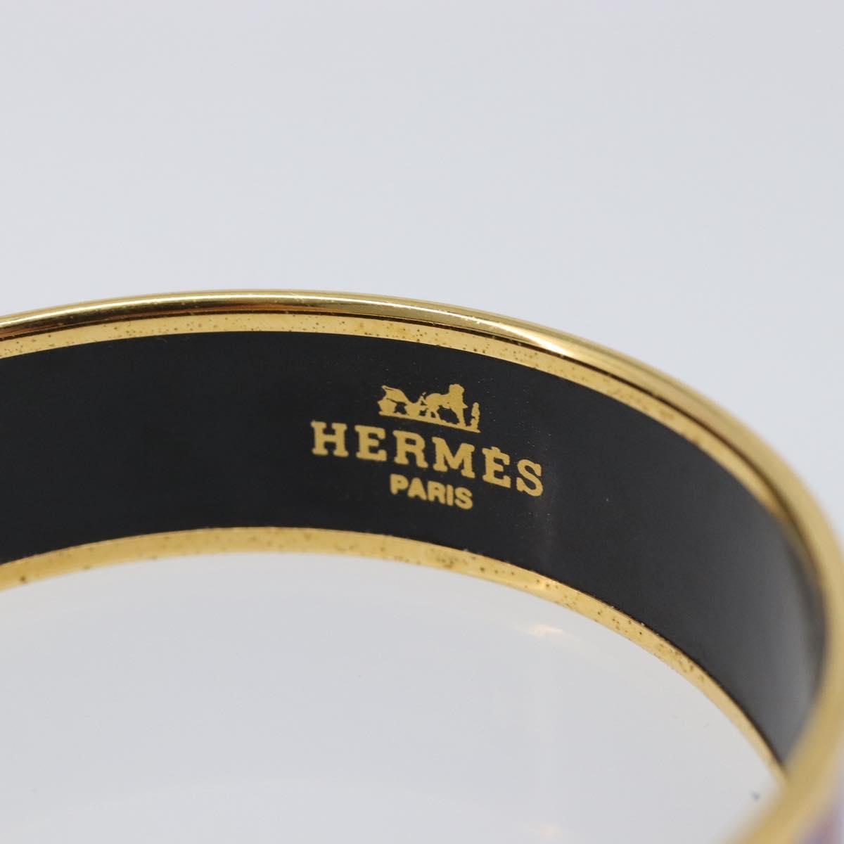 HERMES Bangle Emaille GM Metal Gold Tone Auth 203626M